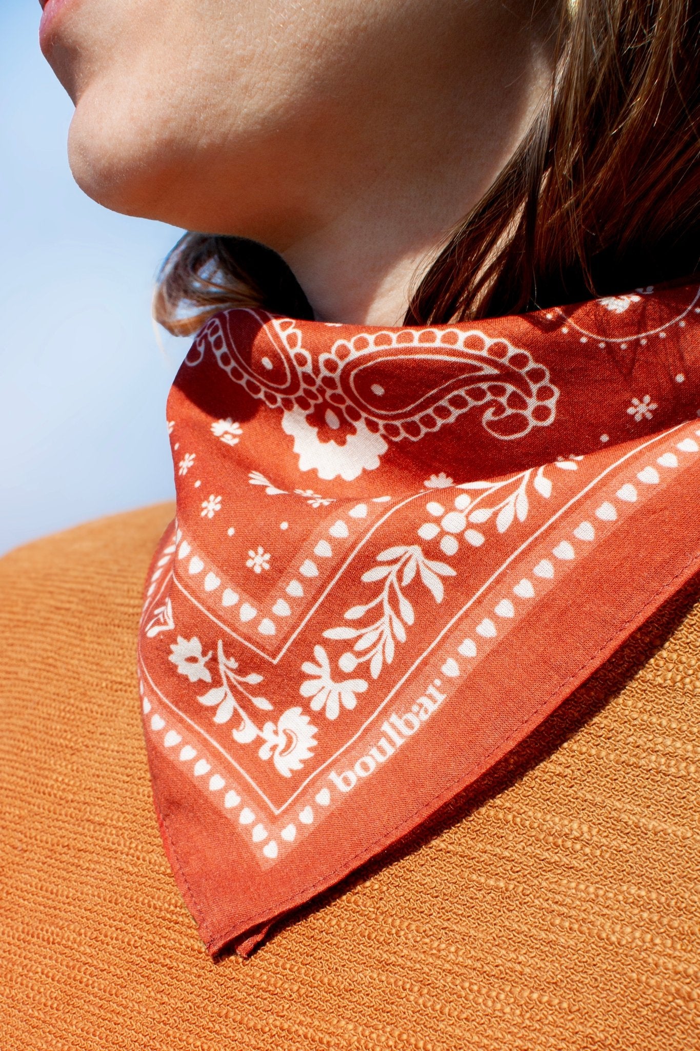Petit foulard coton - Bandana terracotta - boulbar.fr