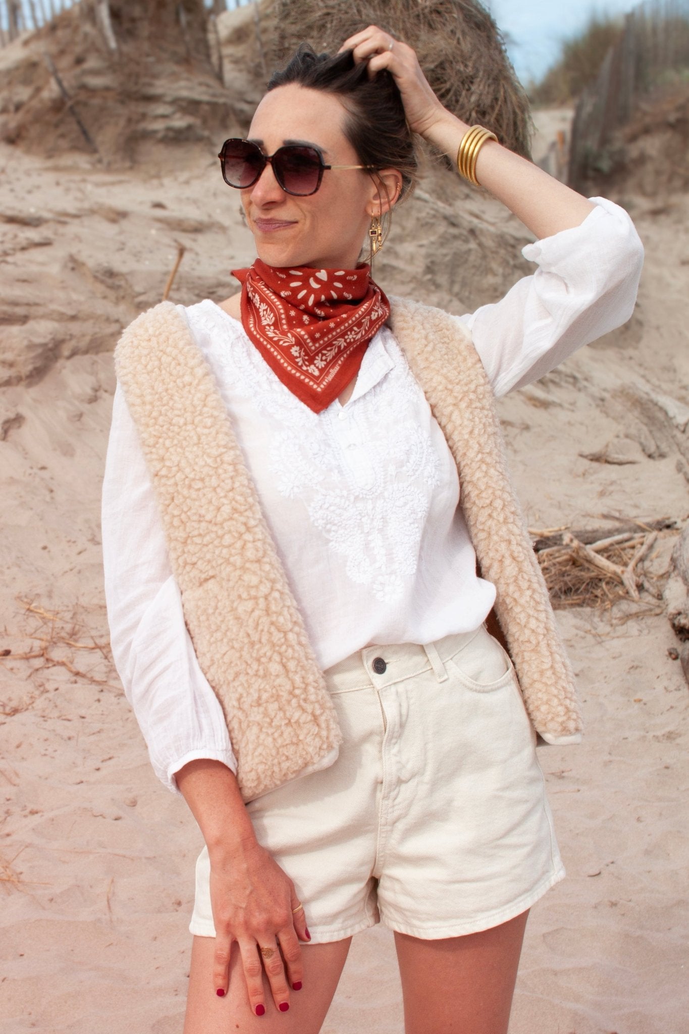 Petit foulard coton - Bandana terracotta - boulbar.fr
