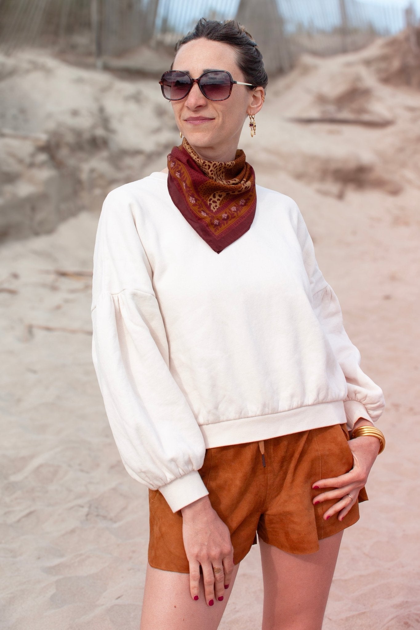 Petit foulard coton - Léopards camel - boulbar.fr