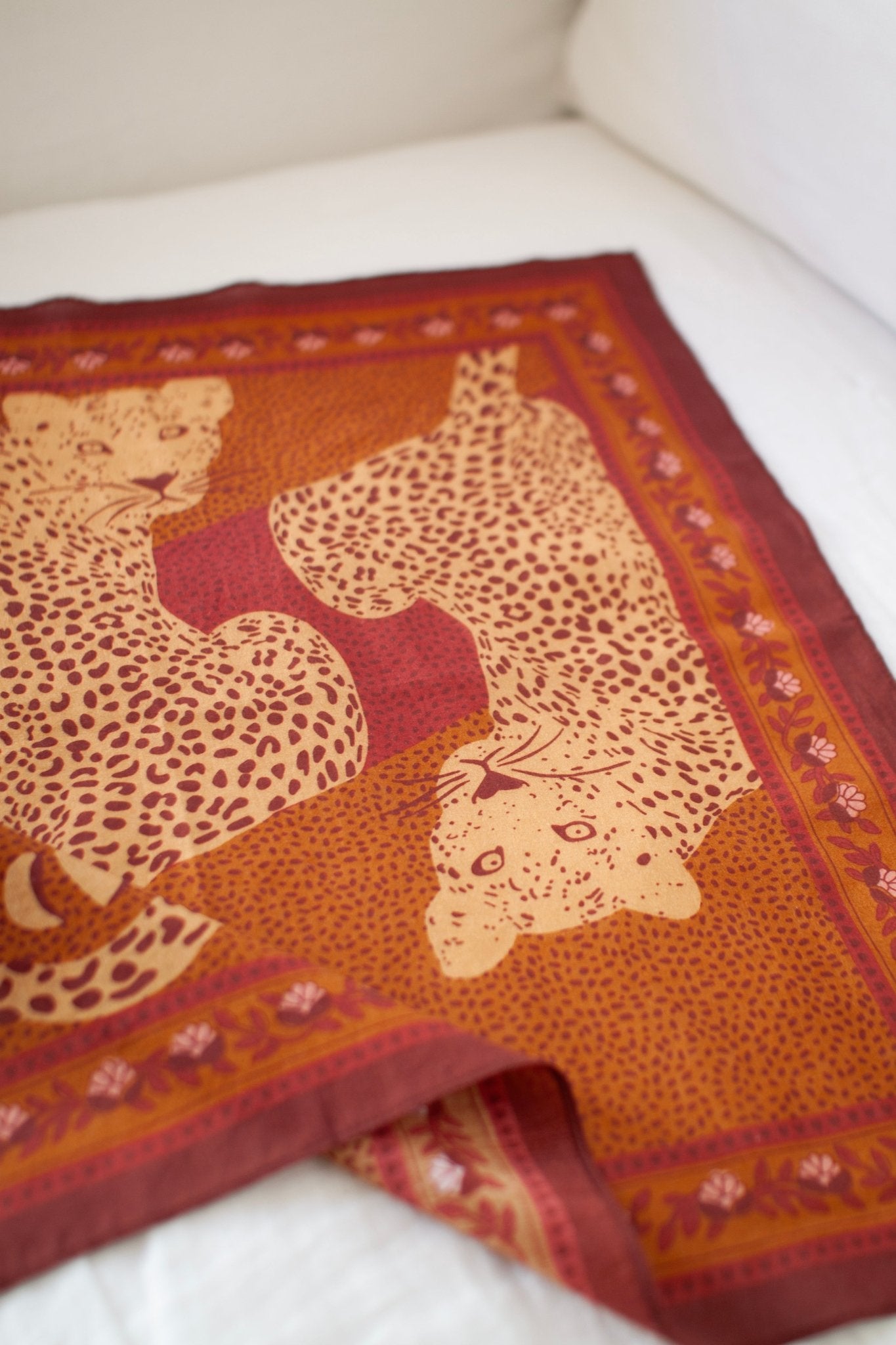 Petit foulard coton - Léopards camel - boulbar.fr