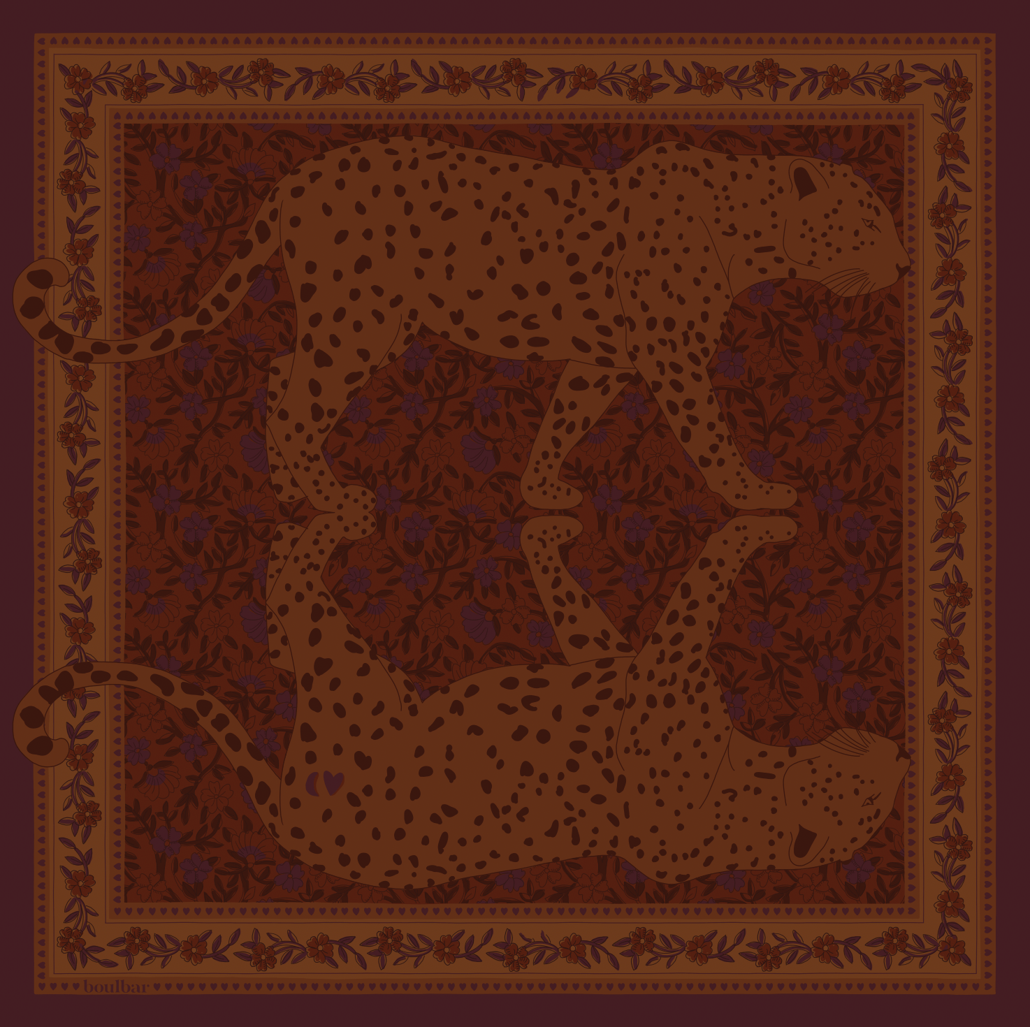 Petit foulard coton leopards keya caramel - boulbar.fr