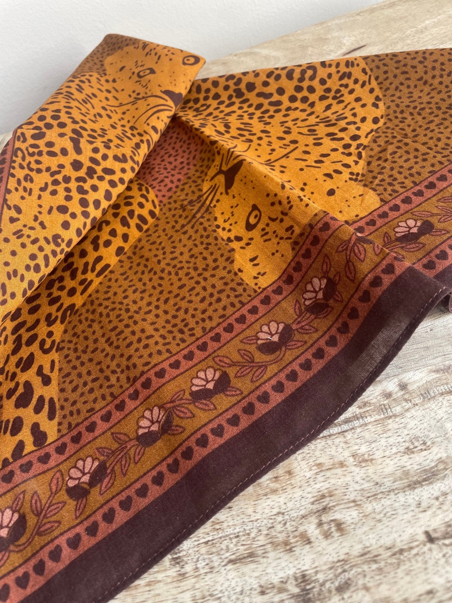Petit foulard coton - Léopards marron - boulbar.fr