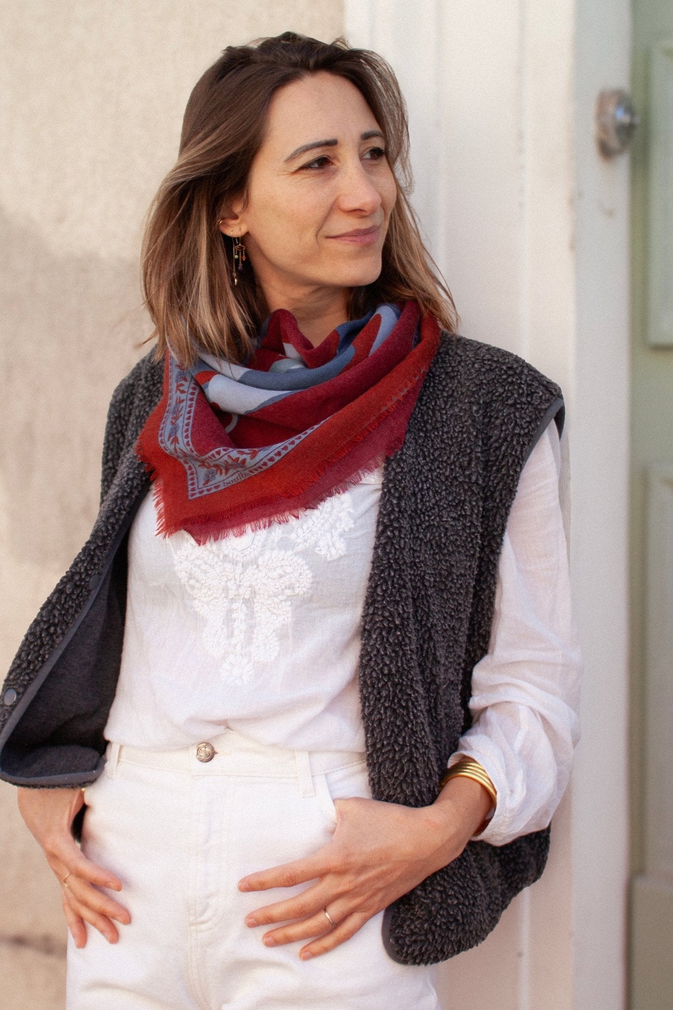 PRE - COMMANDE Foulard laine - Collines - Bleu - boulbar.fr