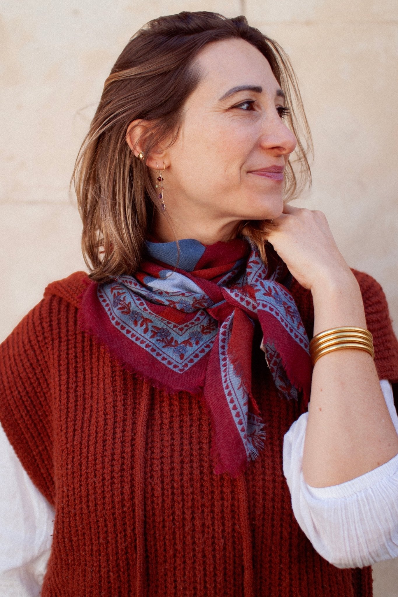 PRE - COMMANDE Foulard laine - Collines - Bleu - boulbar.fr