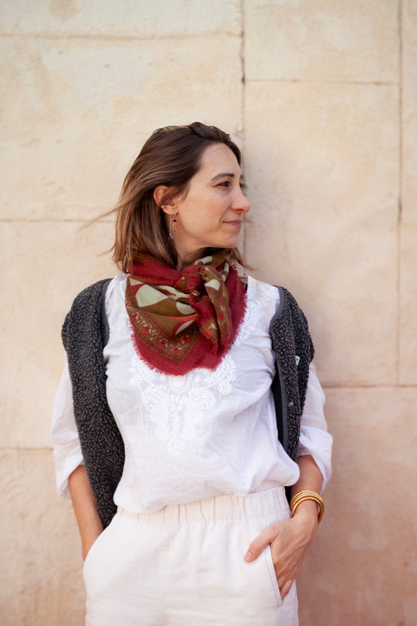 PRE - COMMANDE Foulard laine - Eclat - kaki - boulbar.fr