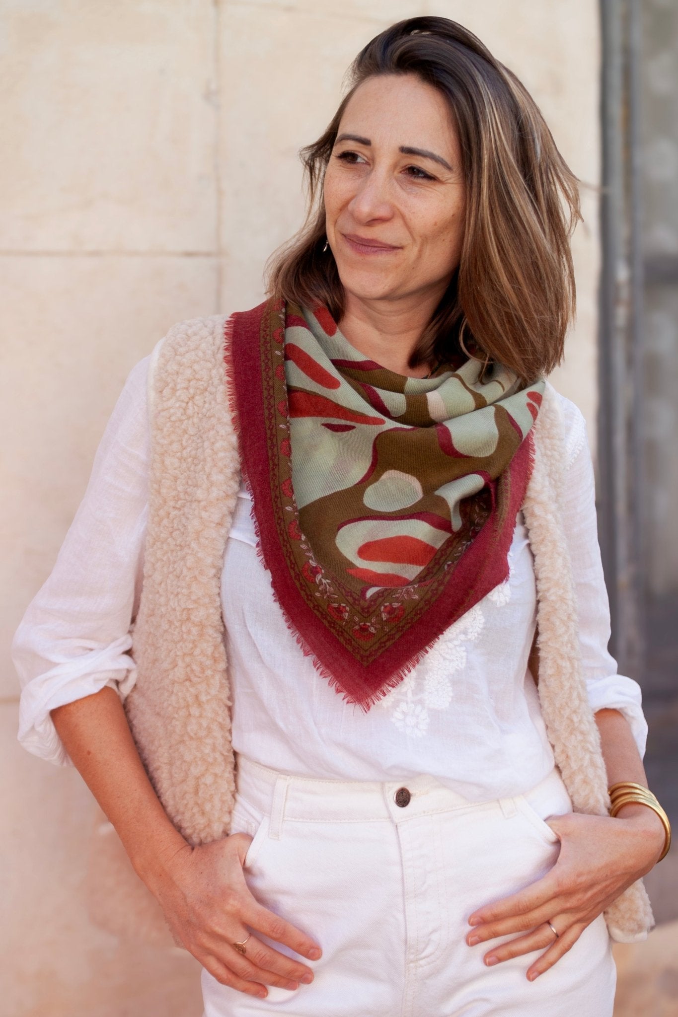 PRE - COMMANDE Foulard laine - Eclat - kaki - boulbar.fr
