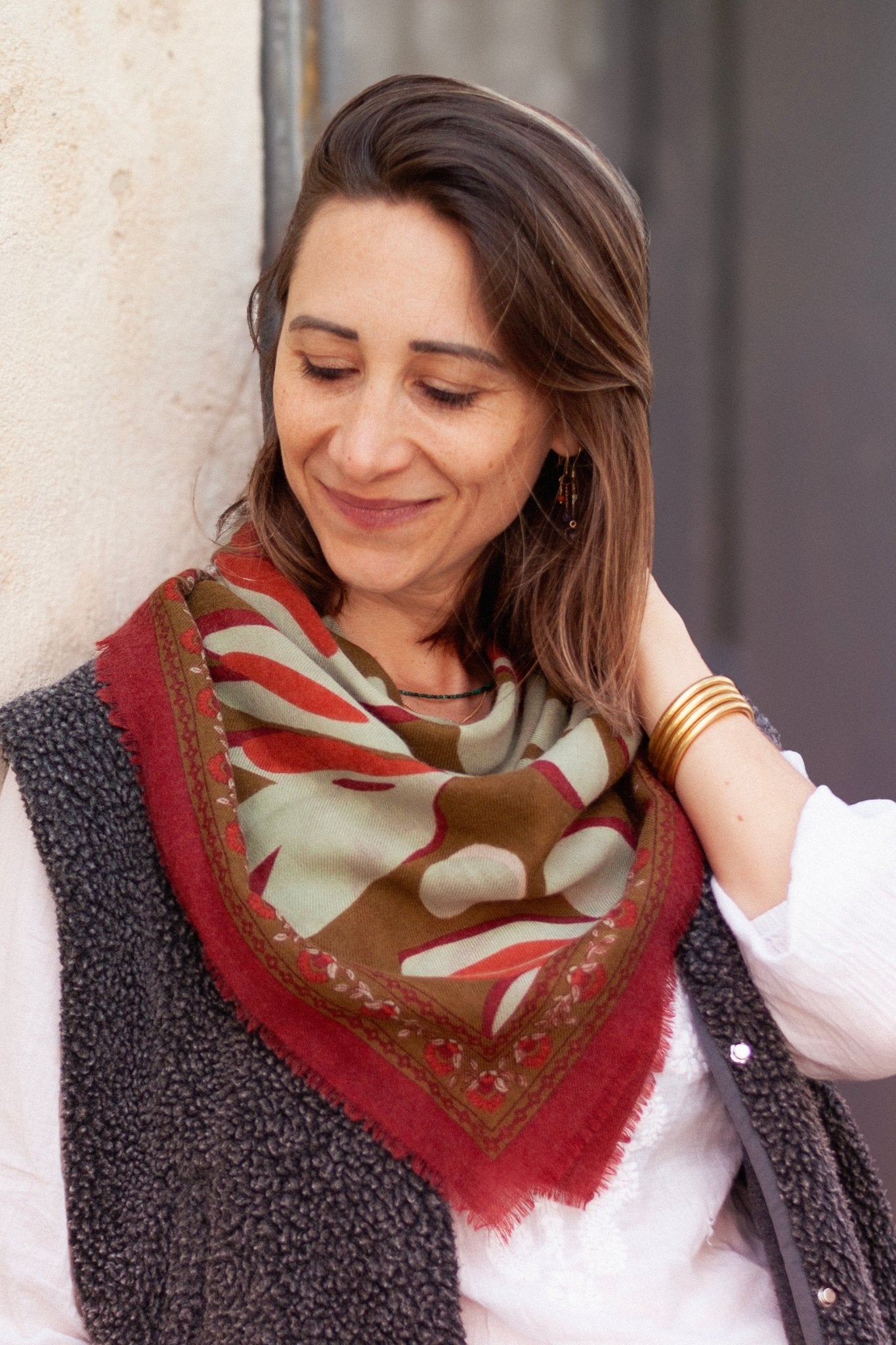PRE - COMMANDE Foulard laine - Eclat - kaki - boulbar.fr