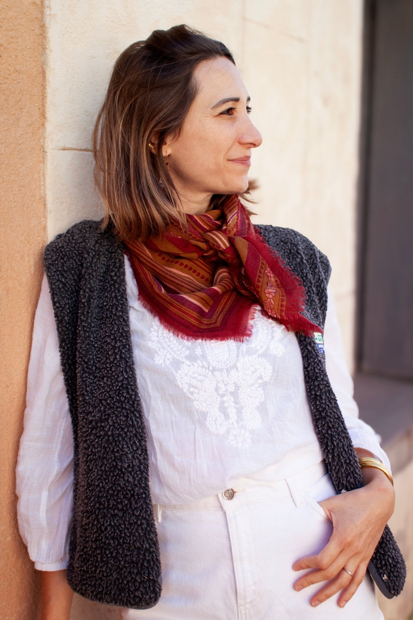 PRE - COMMANDE Foulard laine - Lines - Bronze - boulbar.fr