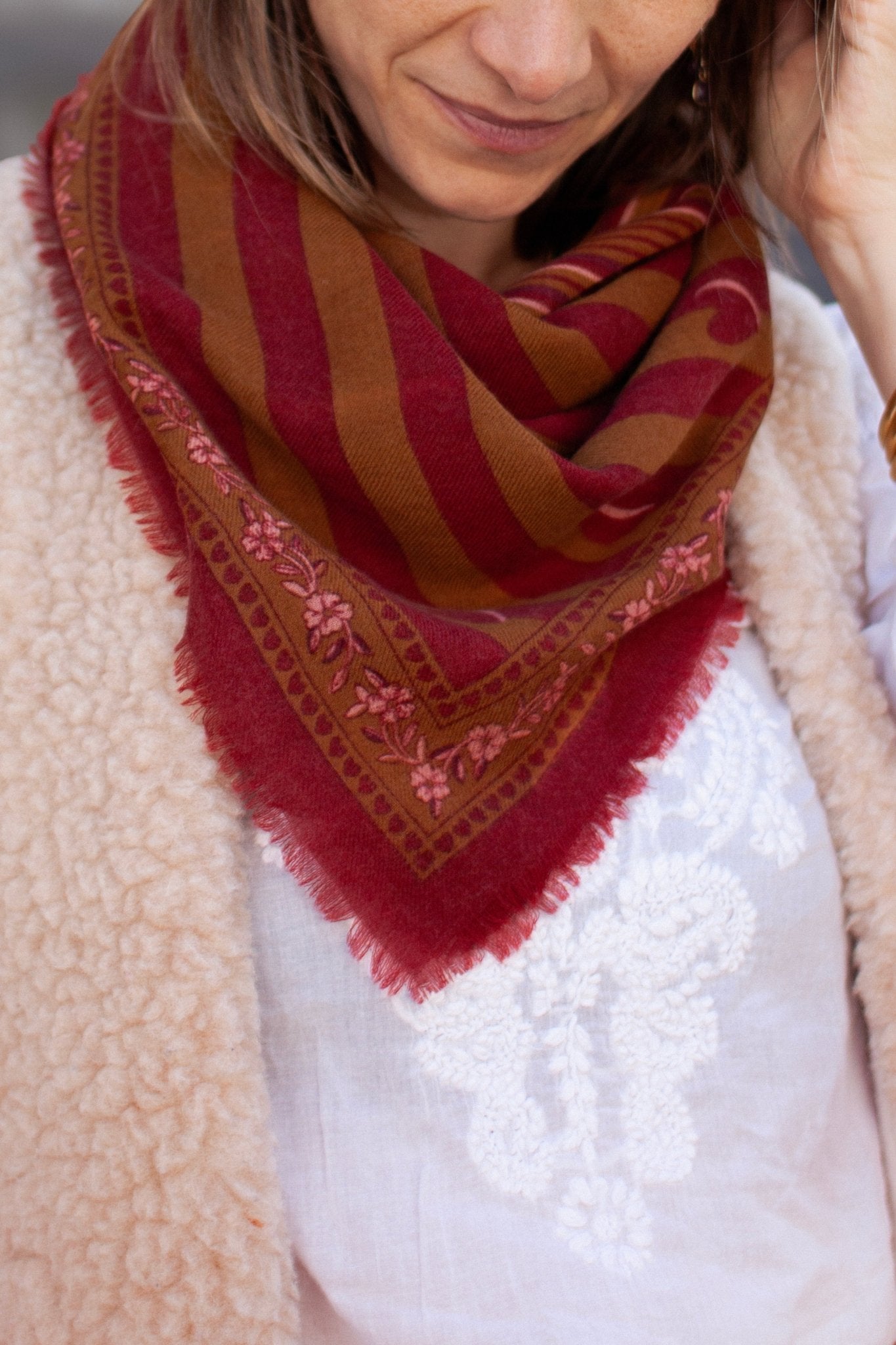 PRE - COMMANDE Foulard laine - Lines - Bronze - boulbar.fr