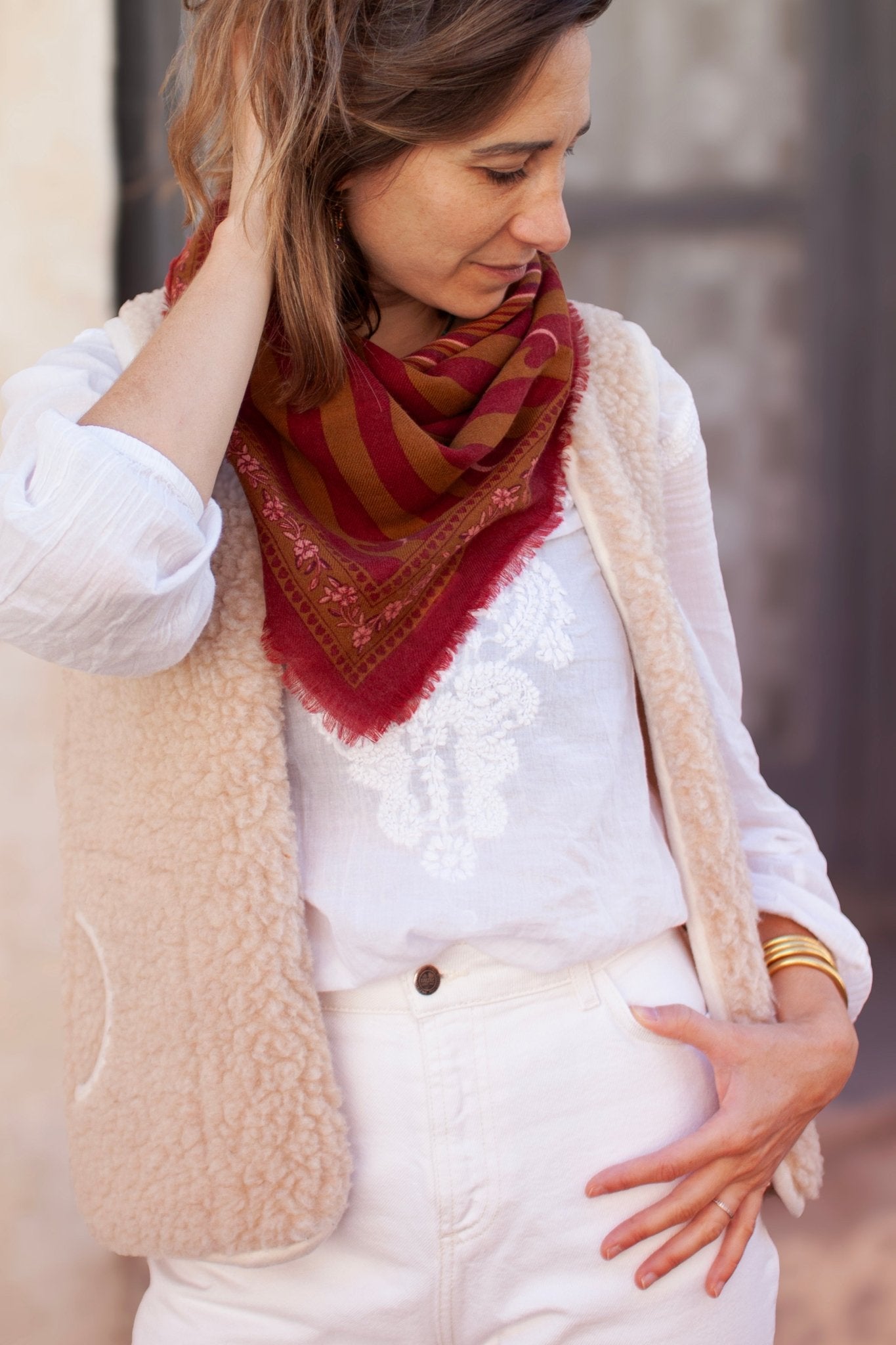 PRE - COMMANDE Foulard laine - Lines - Bronze - boulbar.fr
