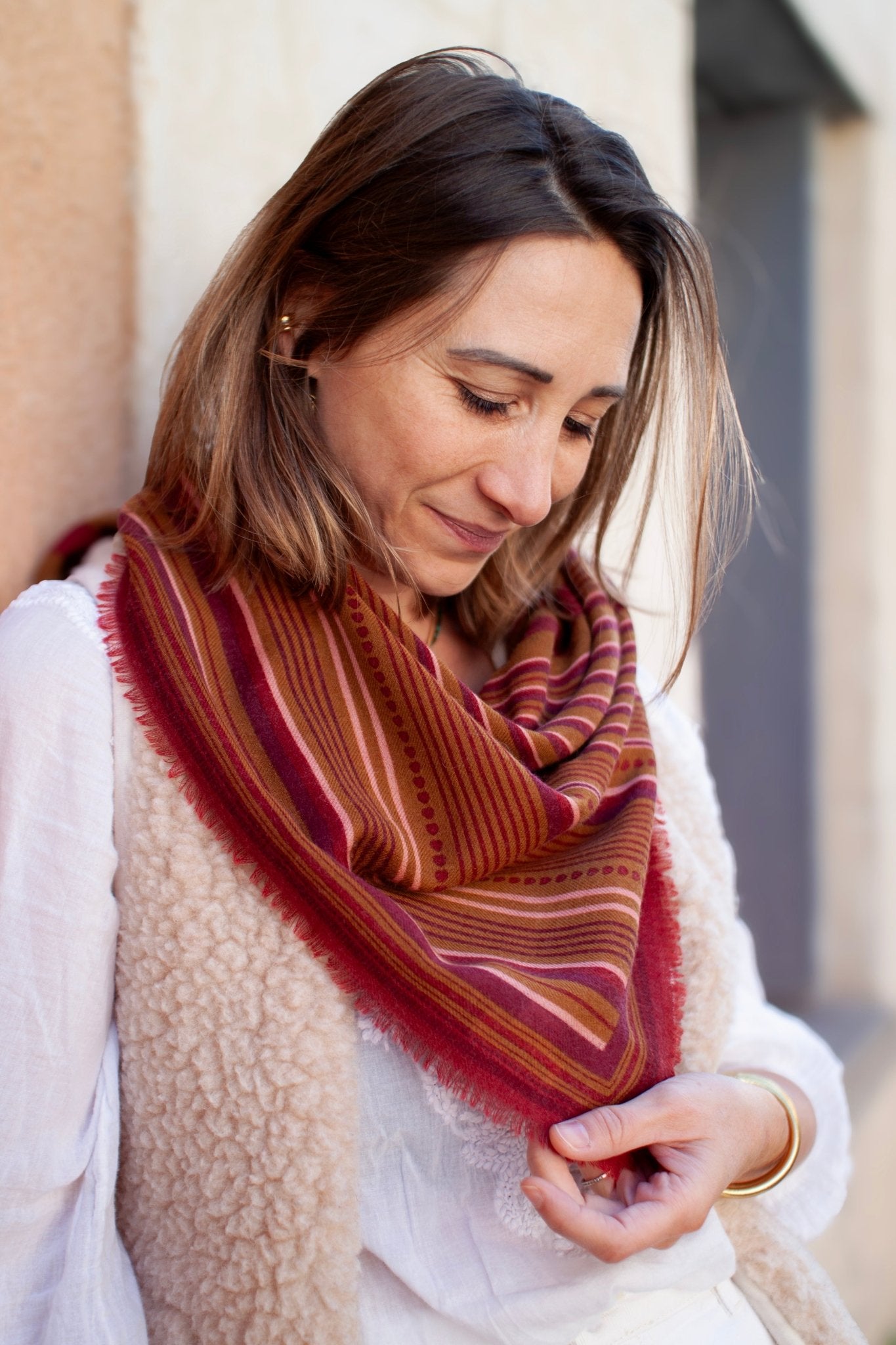 PRE - COMMANDE Foulard laine - Lines - Bronze - boulbar.fr