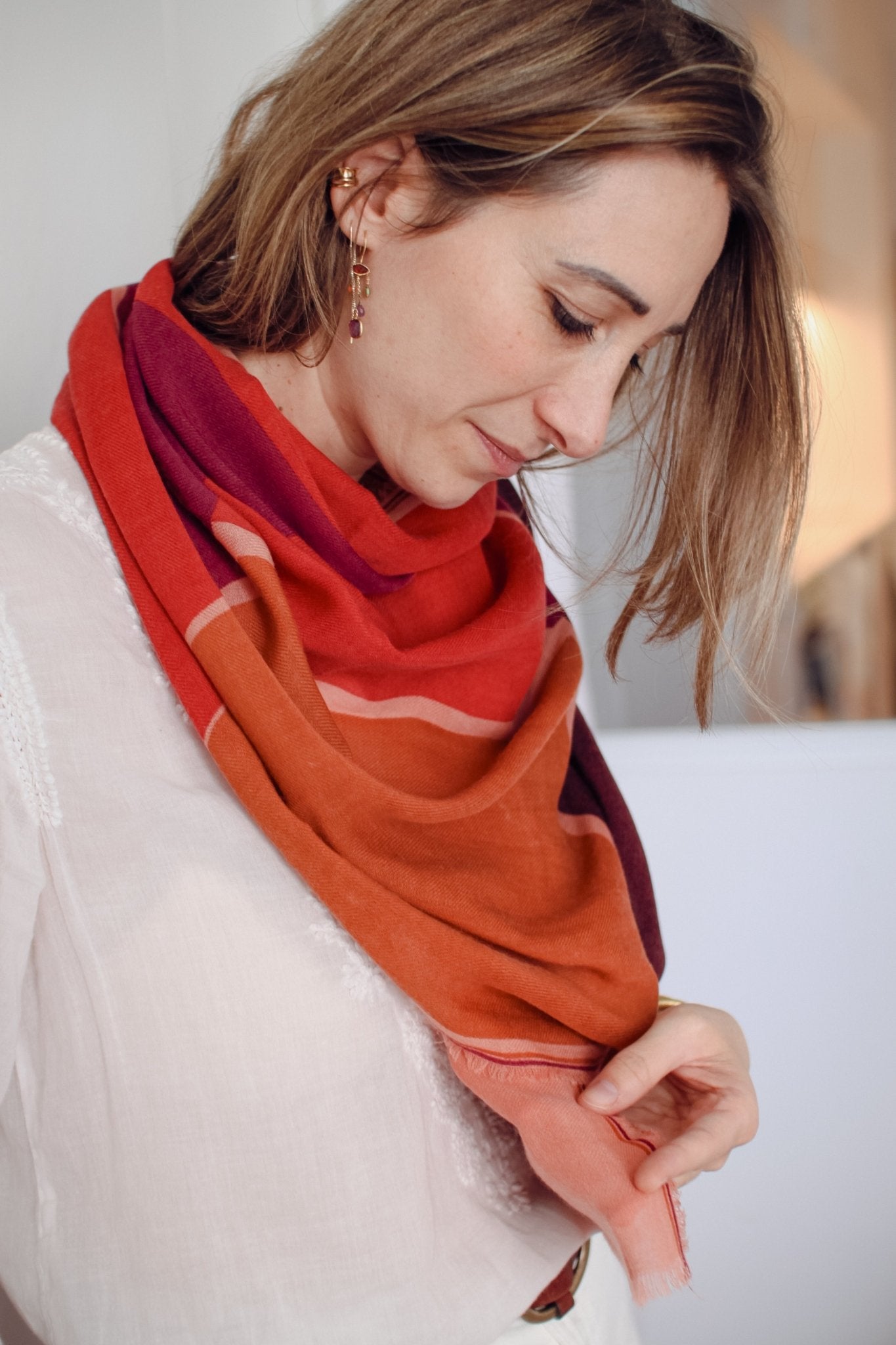 Écharpe Laine - Nocturne - Rouge - boulbar.fr