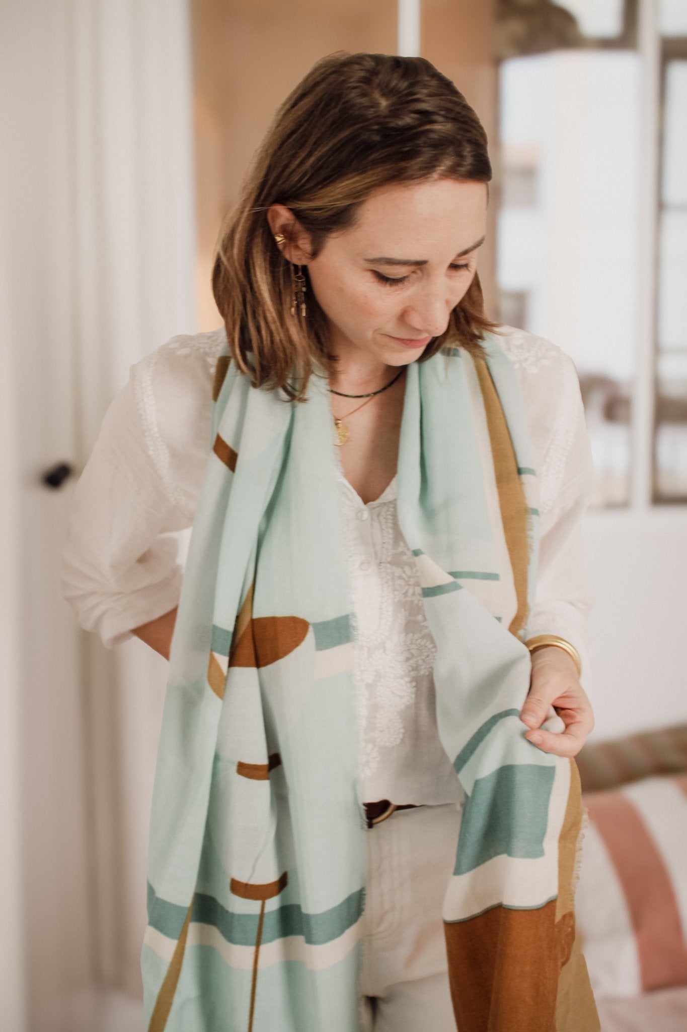 Écharpe Laine - Suspensions - Olive - boulbar.fr