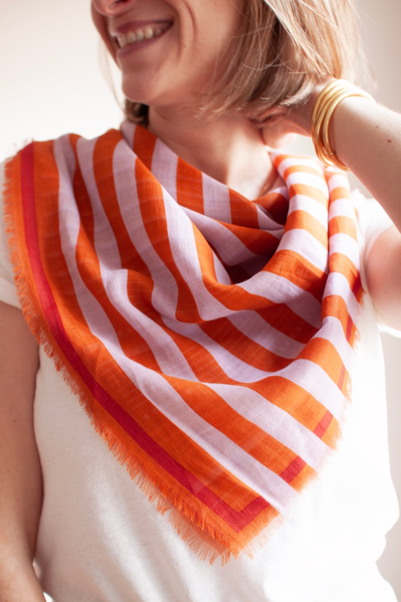 Foulard carré coton bio Apparition - Caramel - boulbar.fr