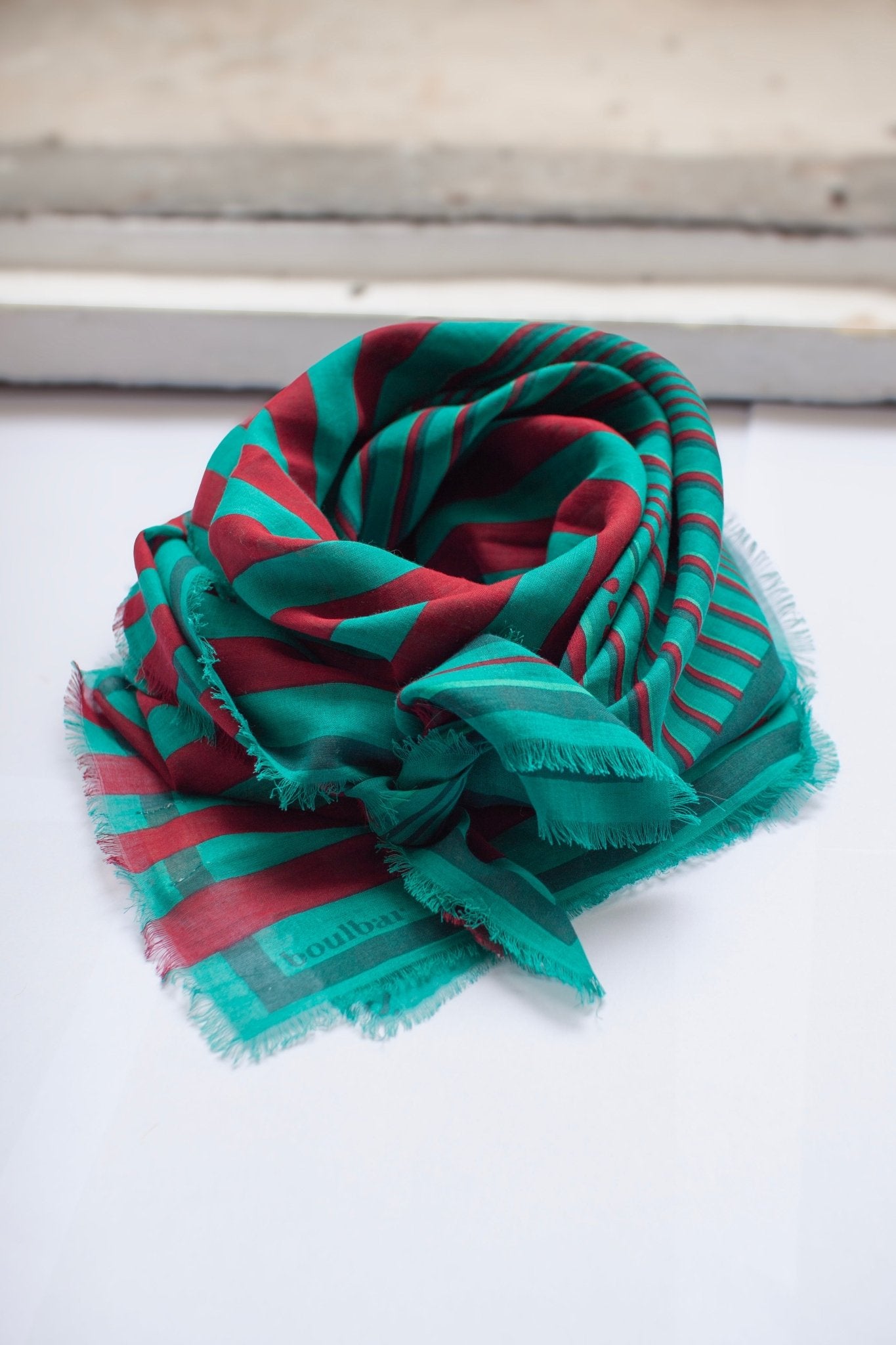 Foulard carré coton bio Apparition - Vert - boulbar.fr