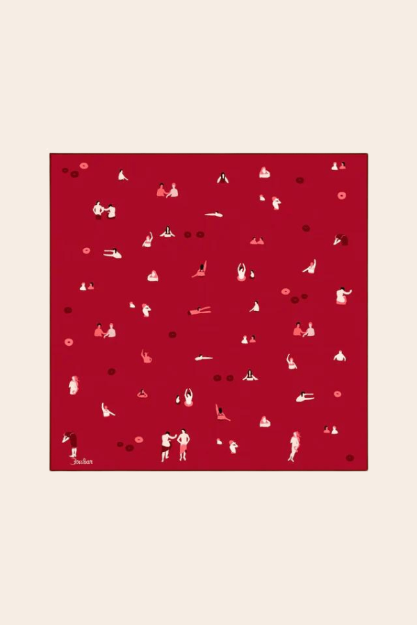 Foulard coton bio Baigneurs - Rouge - boulbar.fr