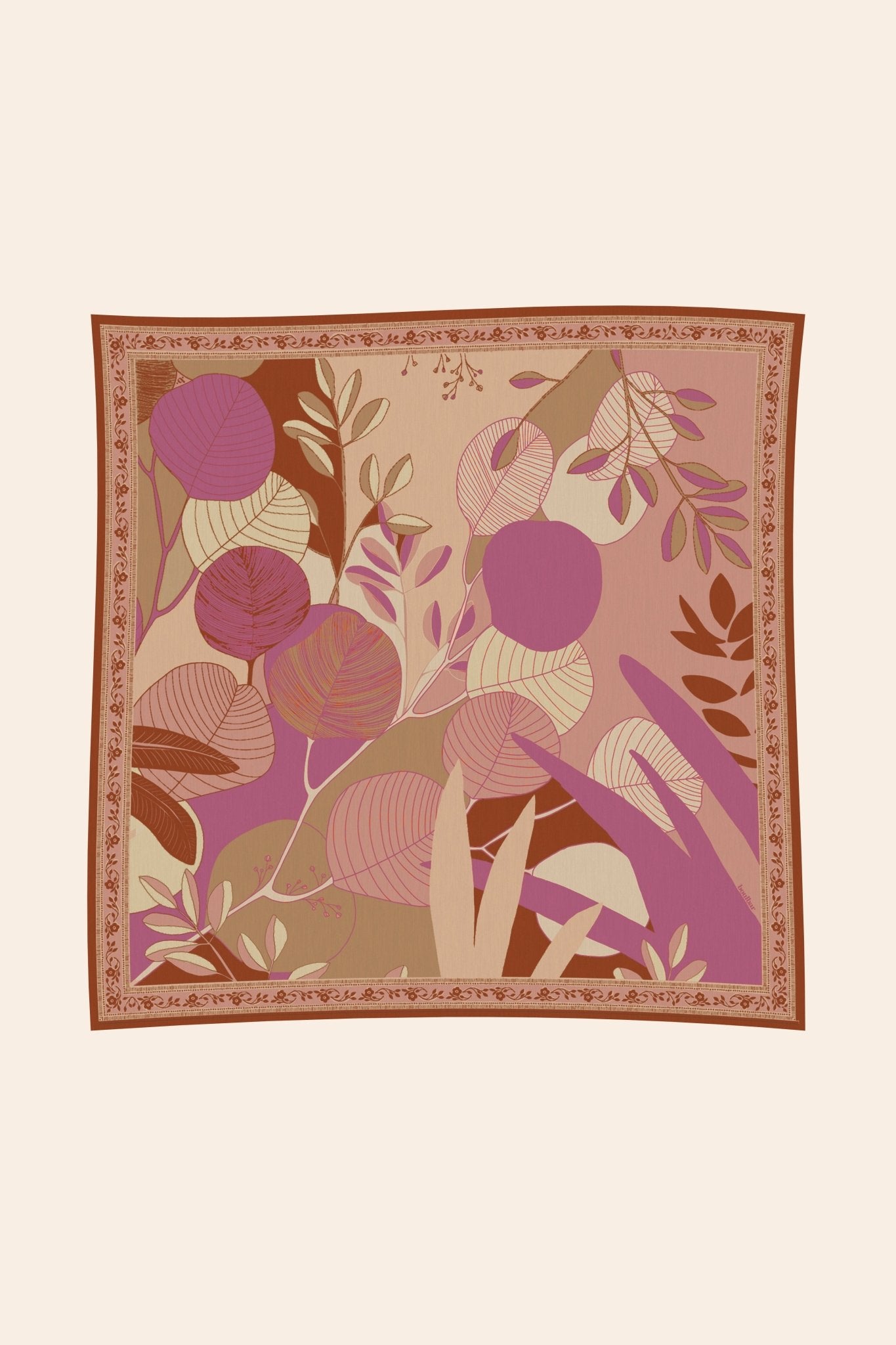 Foulard coton bio - Leaves - Mauve - boulbar.fr