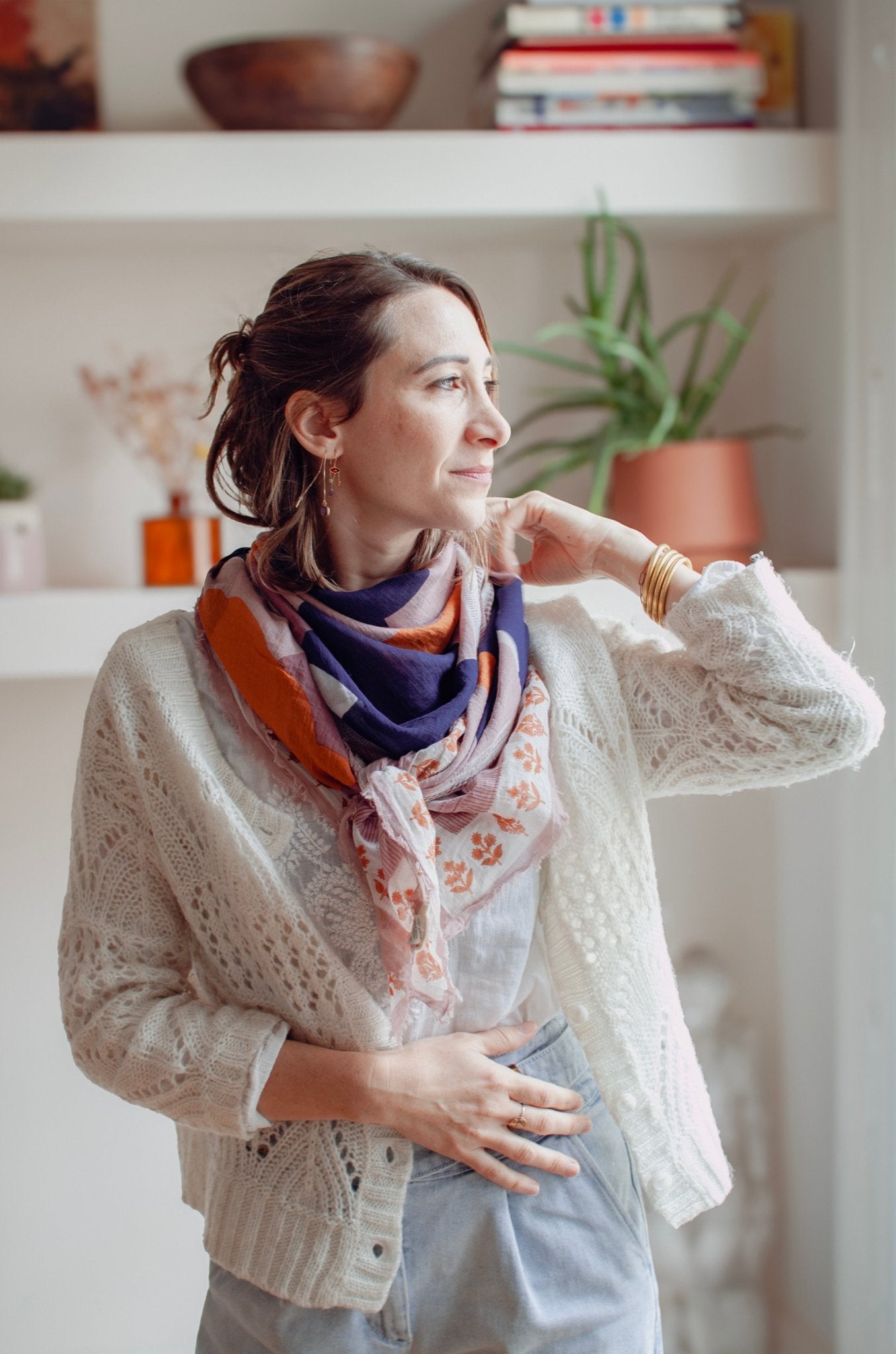 Foulard coton bio mauve - Munar - boulbar.fr