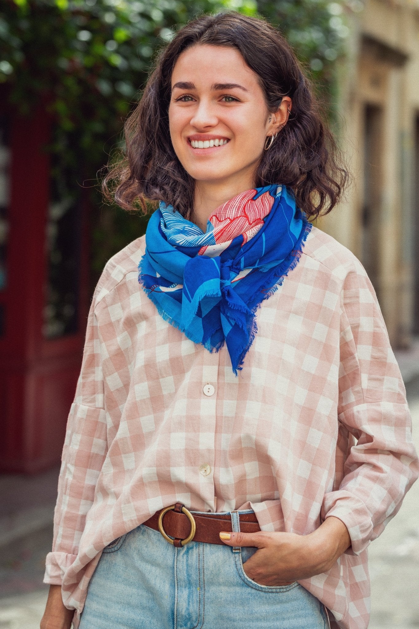Foulard coton bio - Montgolfière - Bleu - boulbar.fr