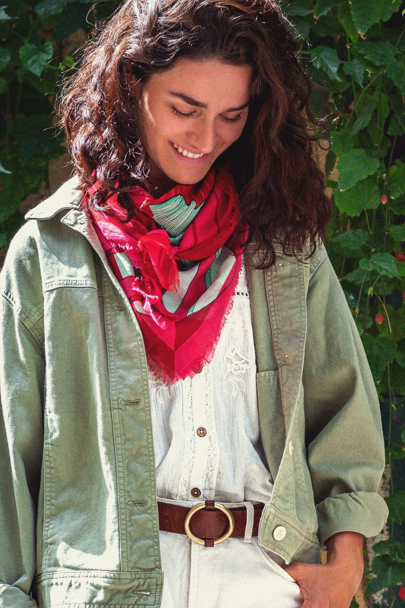 Foulard coton bio - Montgolfière - Framboise - boulbar.fr