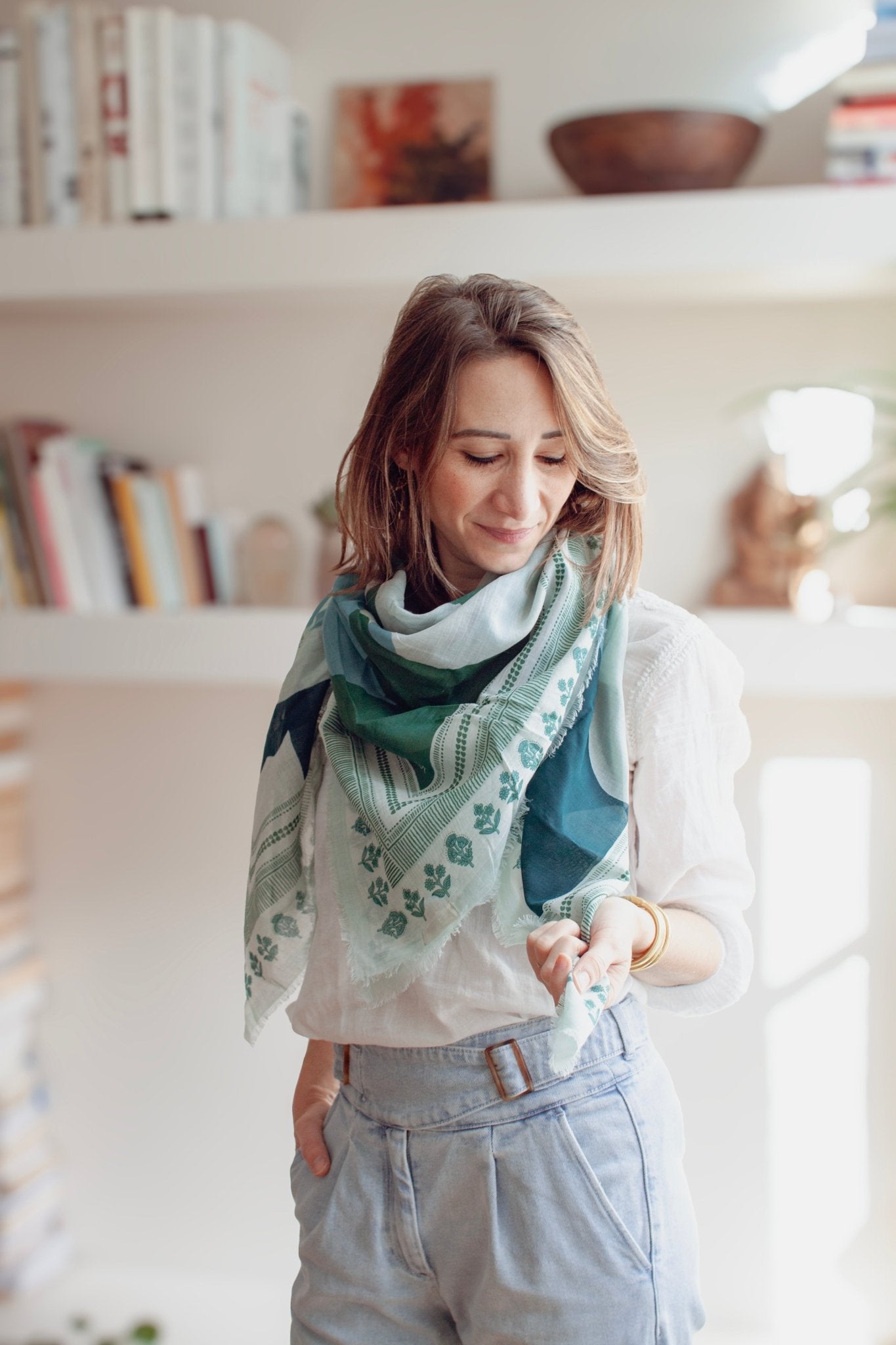 Foulard coton bio vert - Munar - boulbar.fr