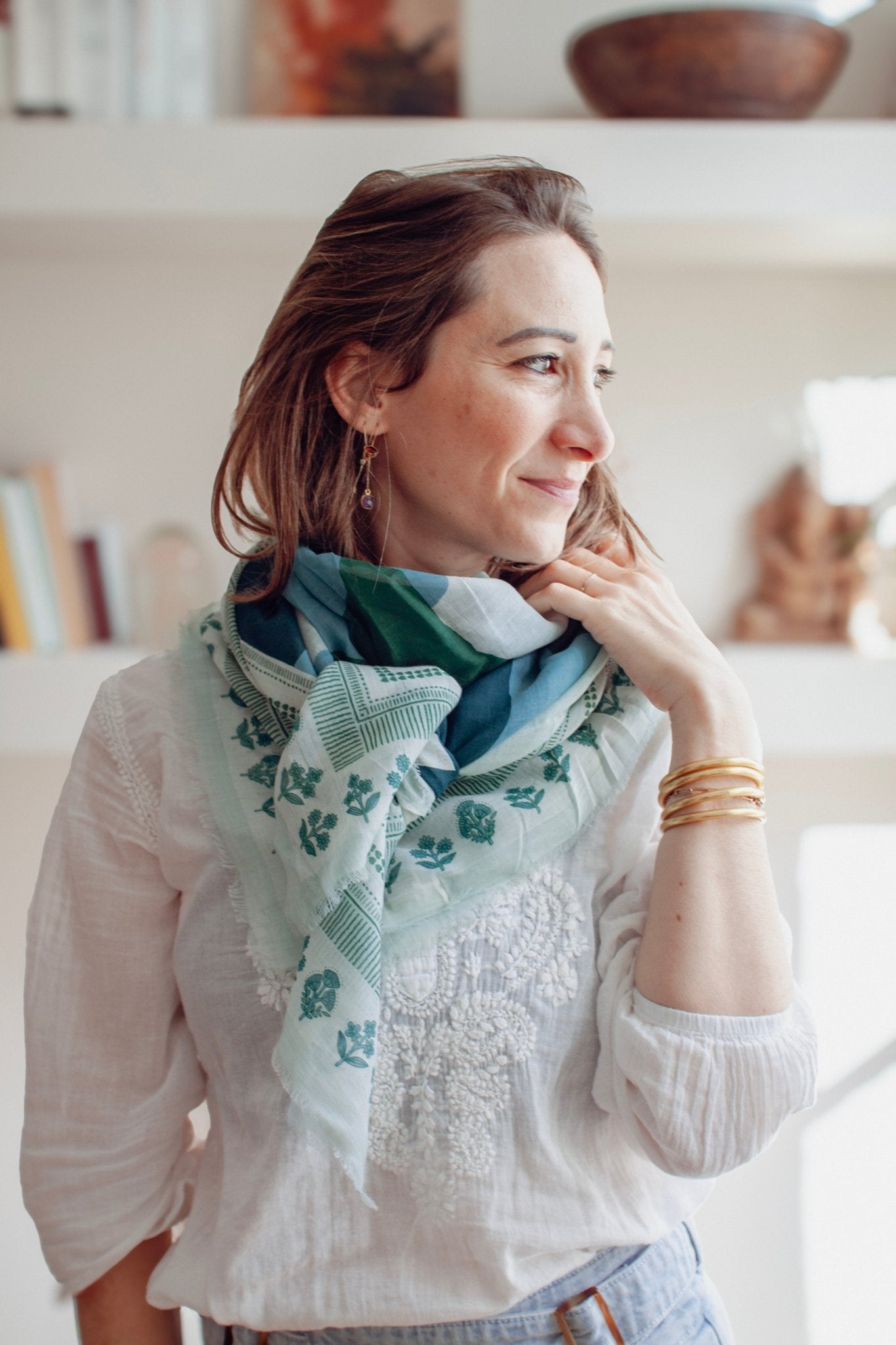Foulard coton bio vert - Munar - boulbar.fr