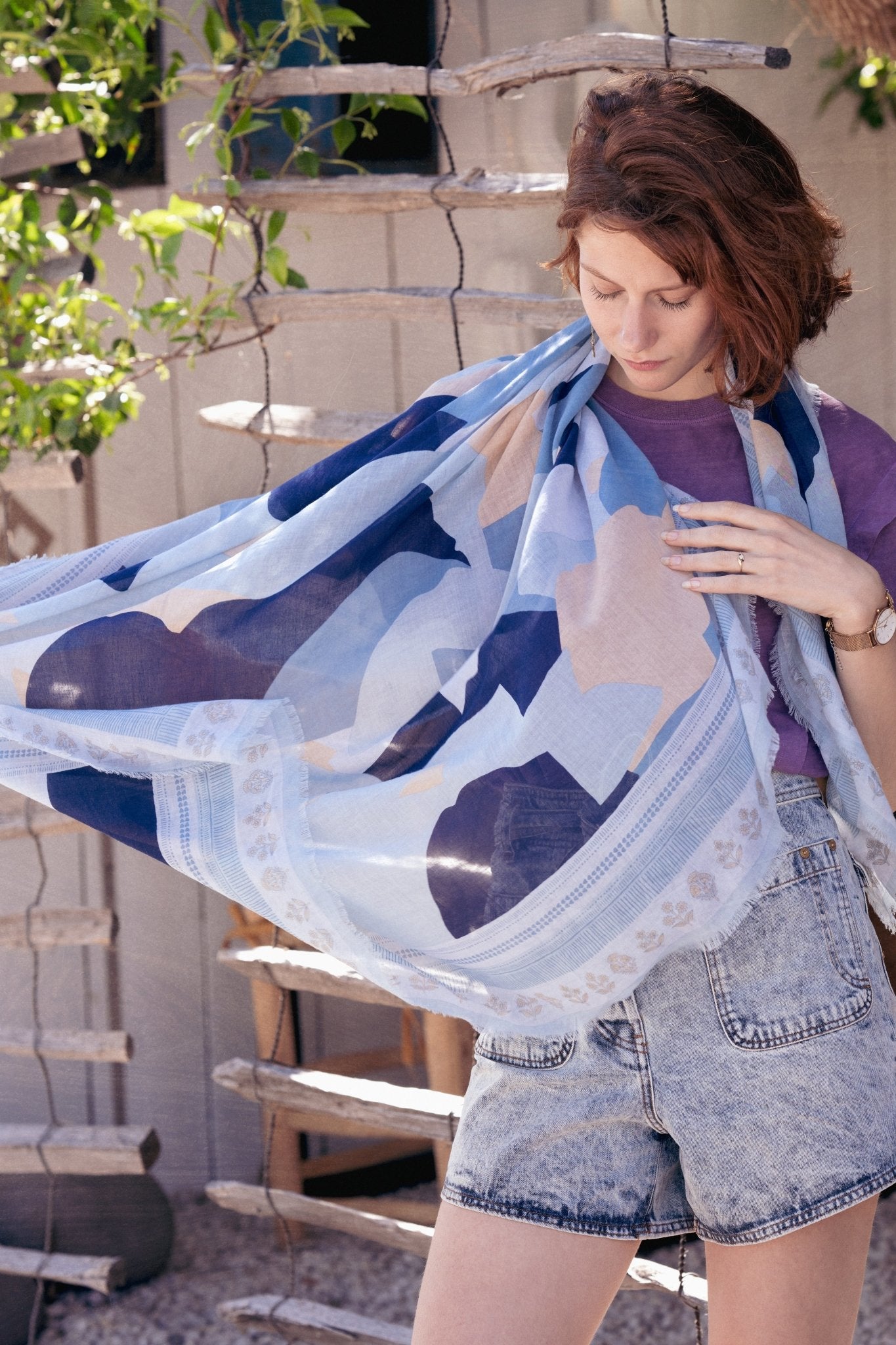 Foulard coton bleu - Munar - boulbar.fr