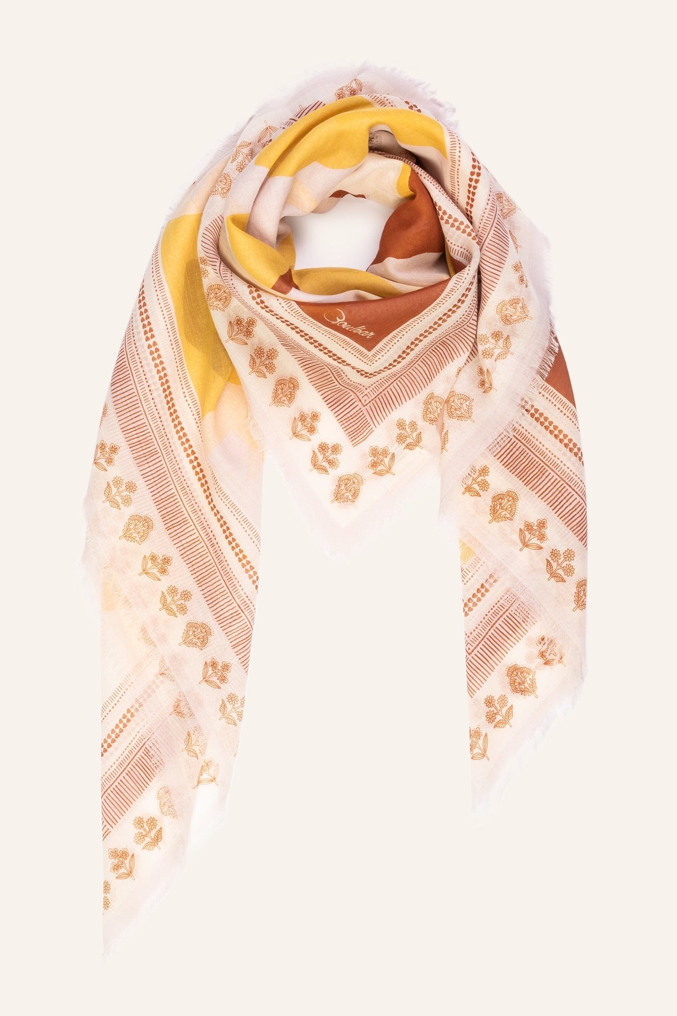 Foulard coton jaune - Munar - boulbar.fr