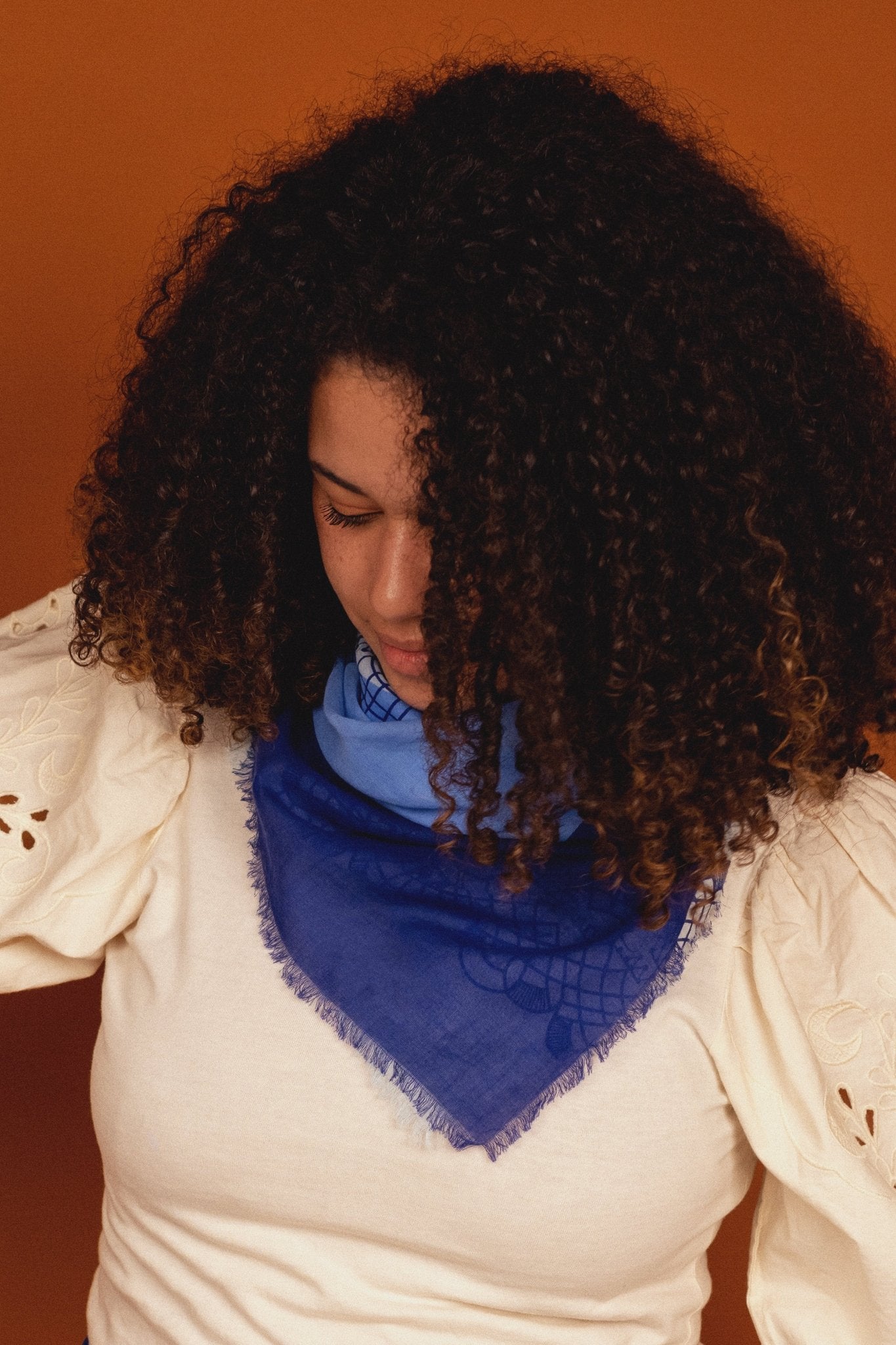 Foulard coton - Lace - Bleu - boulbar.fr