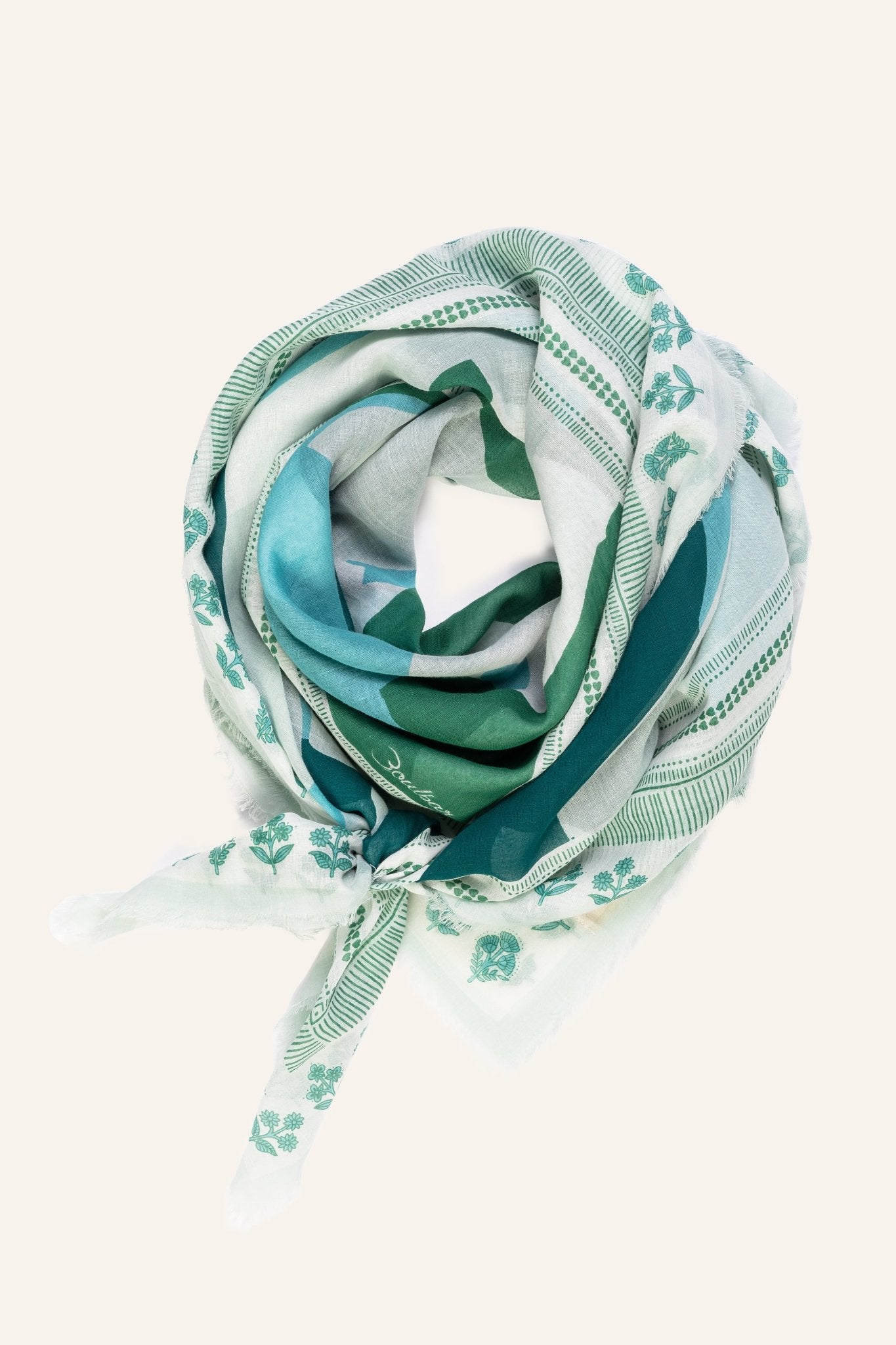 Foulard coton vert - Munar - boulbar.fr