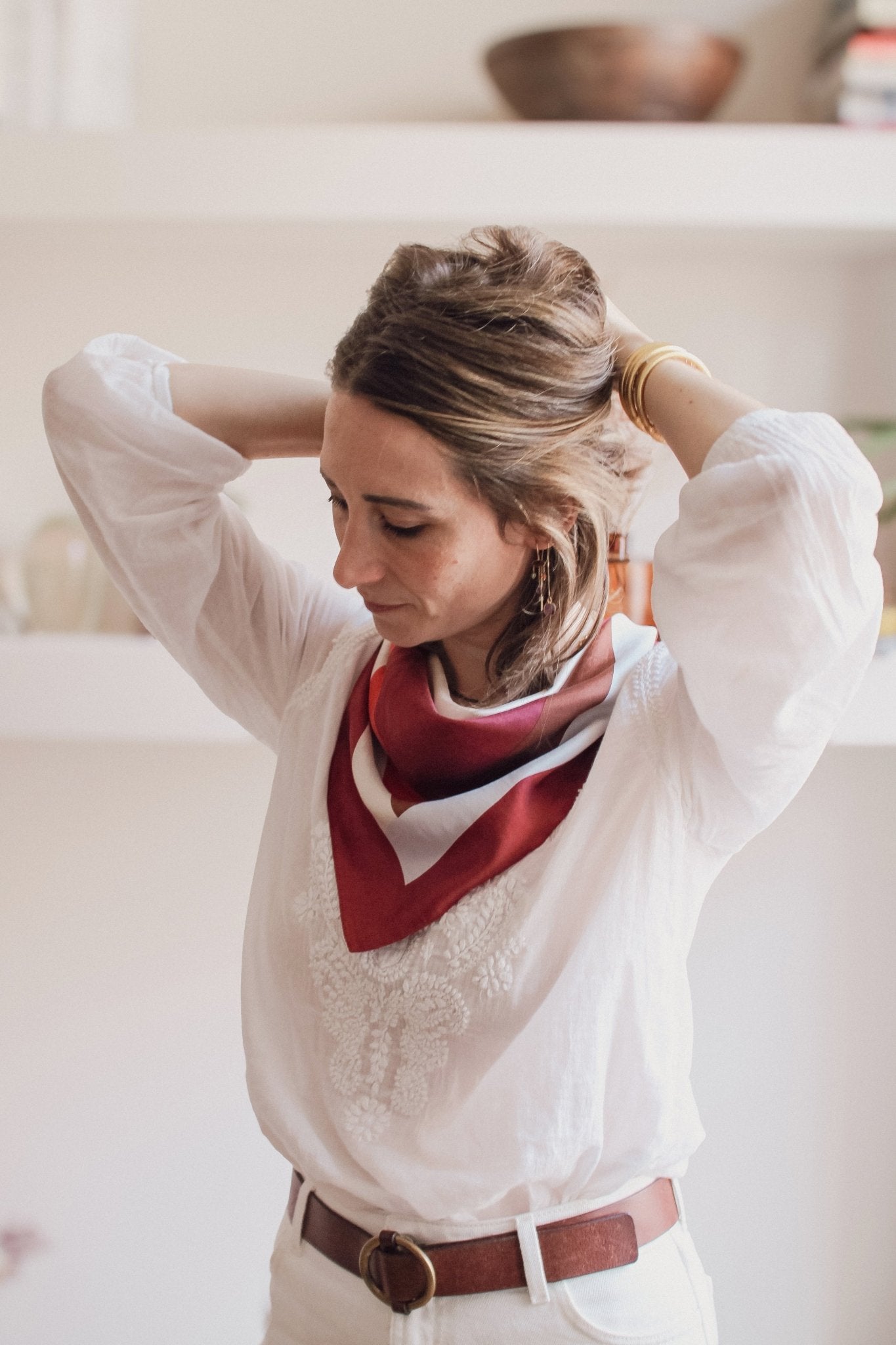 Foulard en soie - Love - Rouge - boulbar.fr