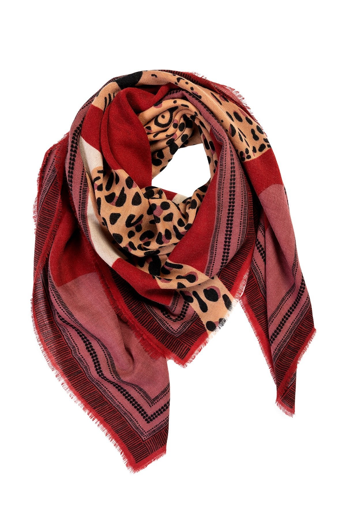 Foulard Laine - Léopard - brique - boulbar.fr