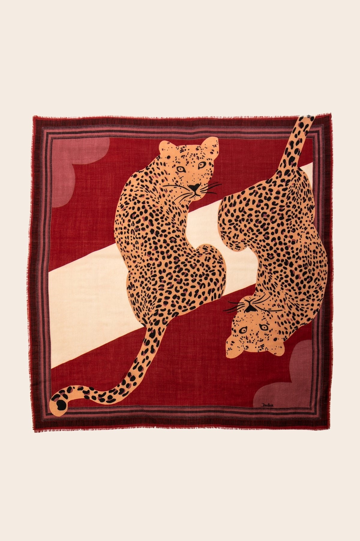 Foulard Laine - Léopard - brique - boulbar.fr