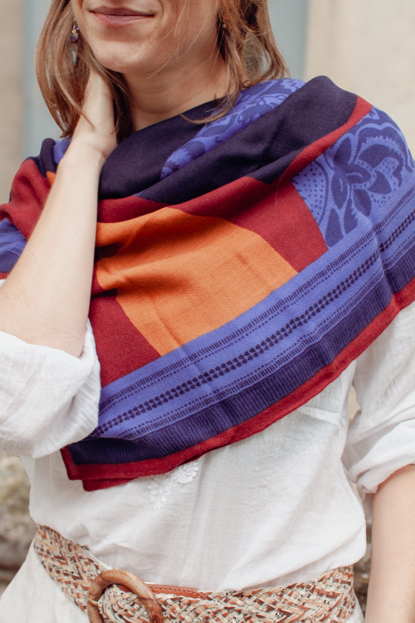 Foulard Laine - Lotus - Bleu - boulbar.fr