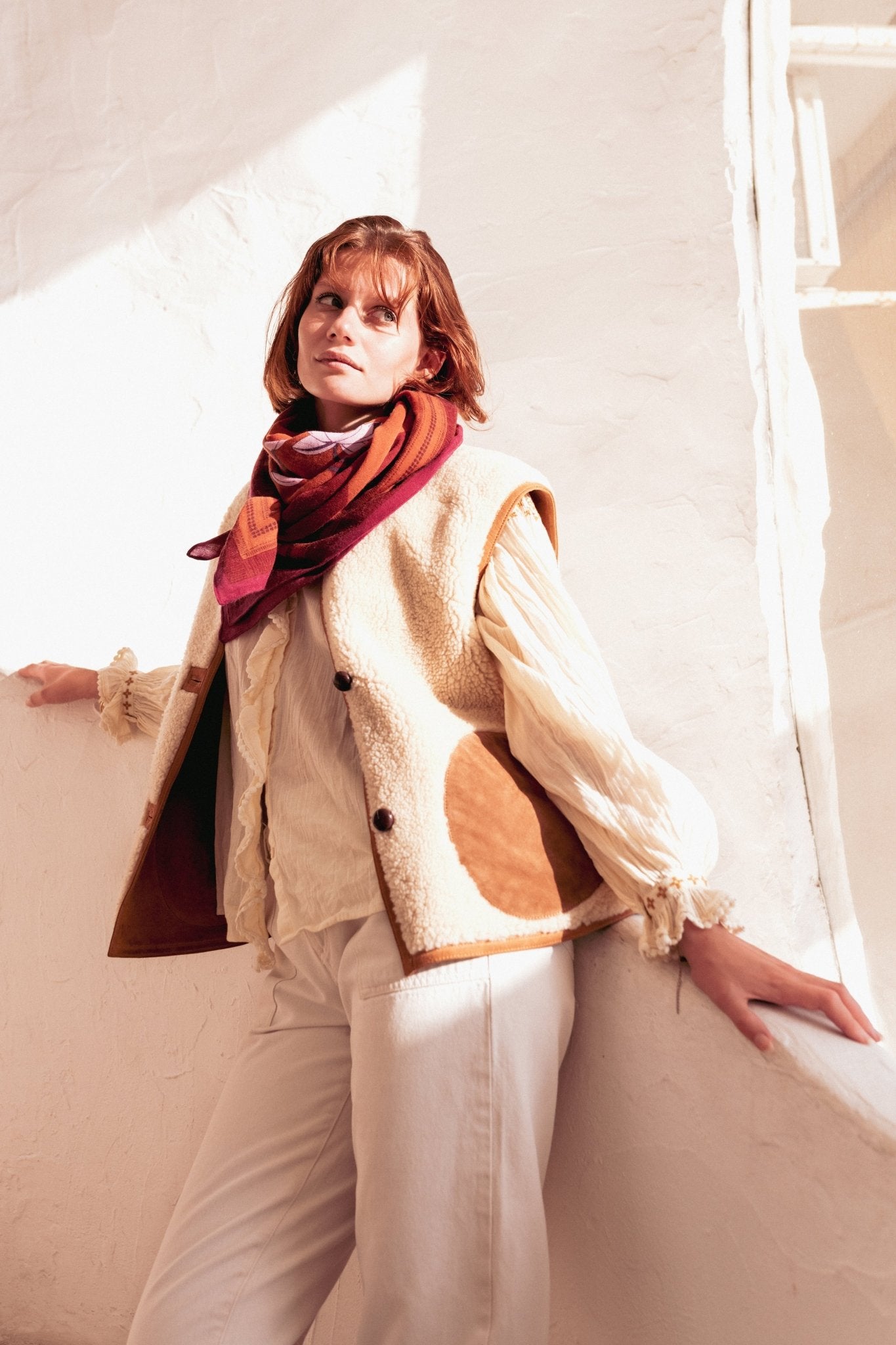 Foulard Laine - Lotus - Camel - boulbar.fr