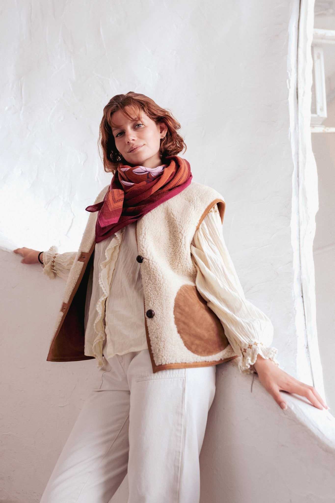 Foulard Laine - Lotus - Camel - boulbar.fr