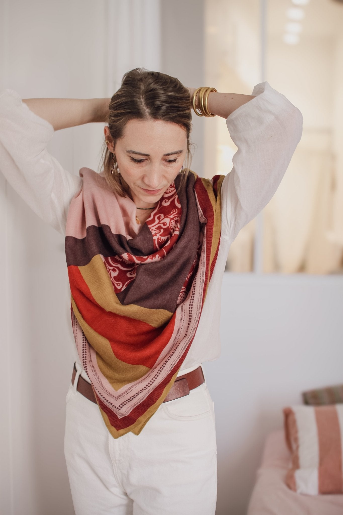 Foulard Laine - Lotus - Rose - boulbar.fr