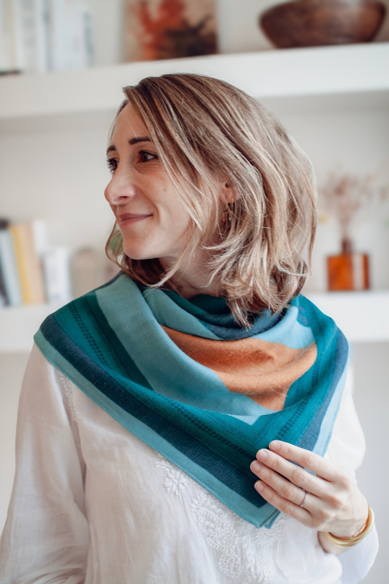 Foulard Laine - Lotus - Vert - boulbar.fr