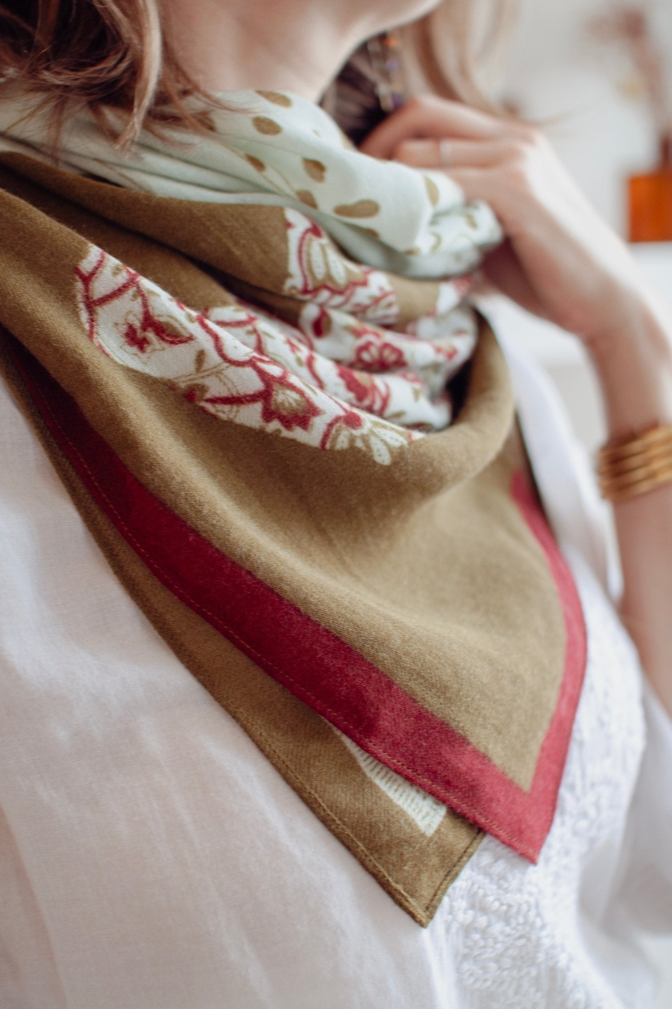 Foulard Laine - Reflet - Kaki - boulbar.fr