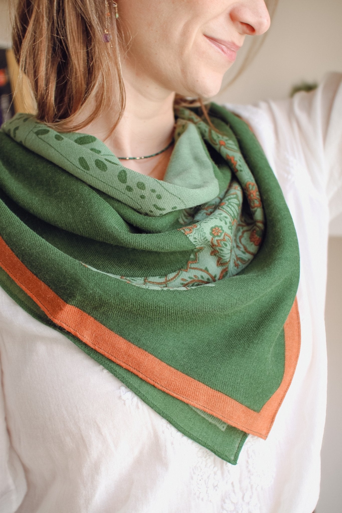 Foulard Laine - Reflet - Vert - boulbar.fr