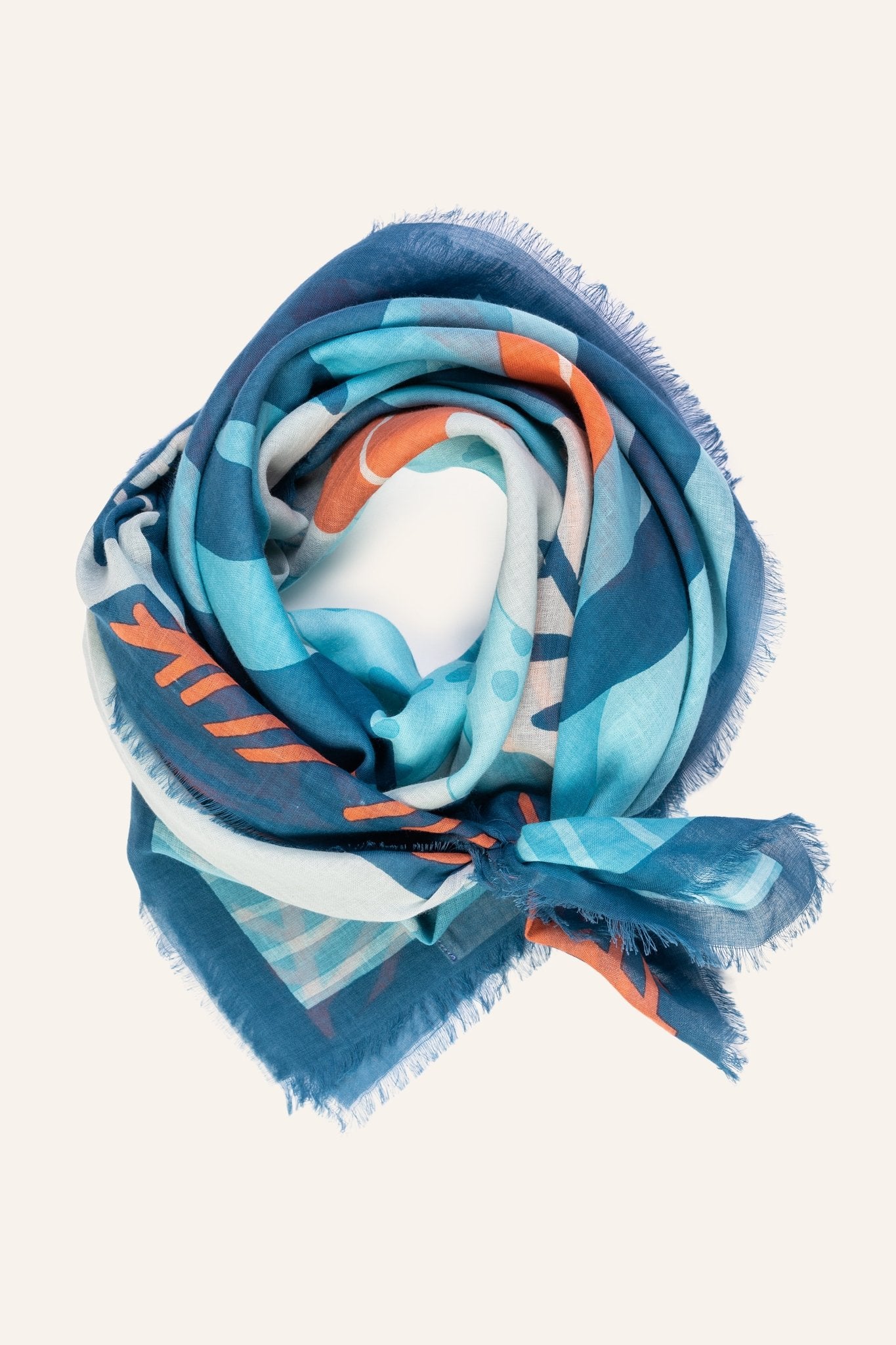 Foulard leopard coton bio Jungle - aqua - boulbar.fr