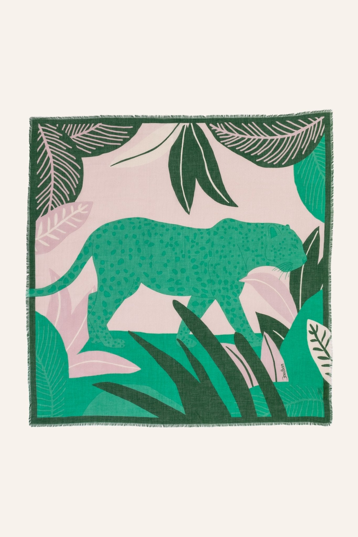 Foulard leopard coton bio Jungle - vert - boulbar.fr