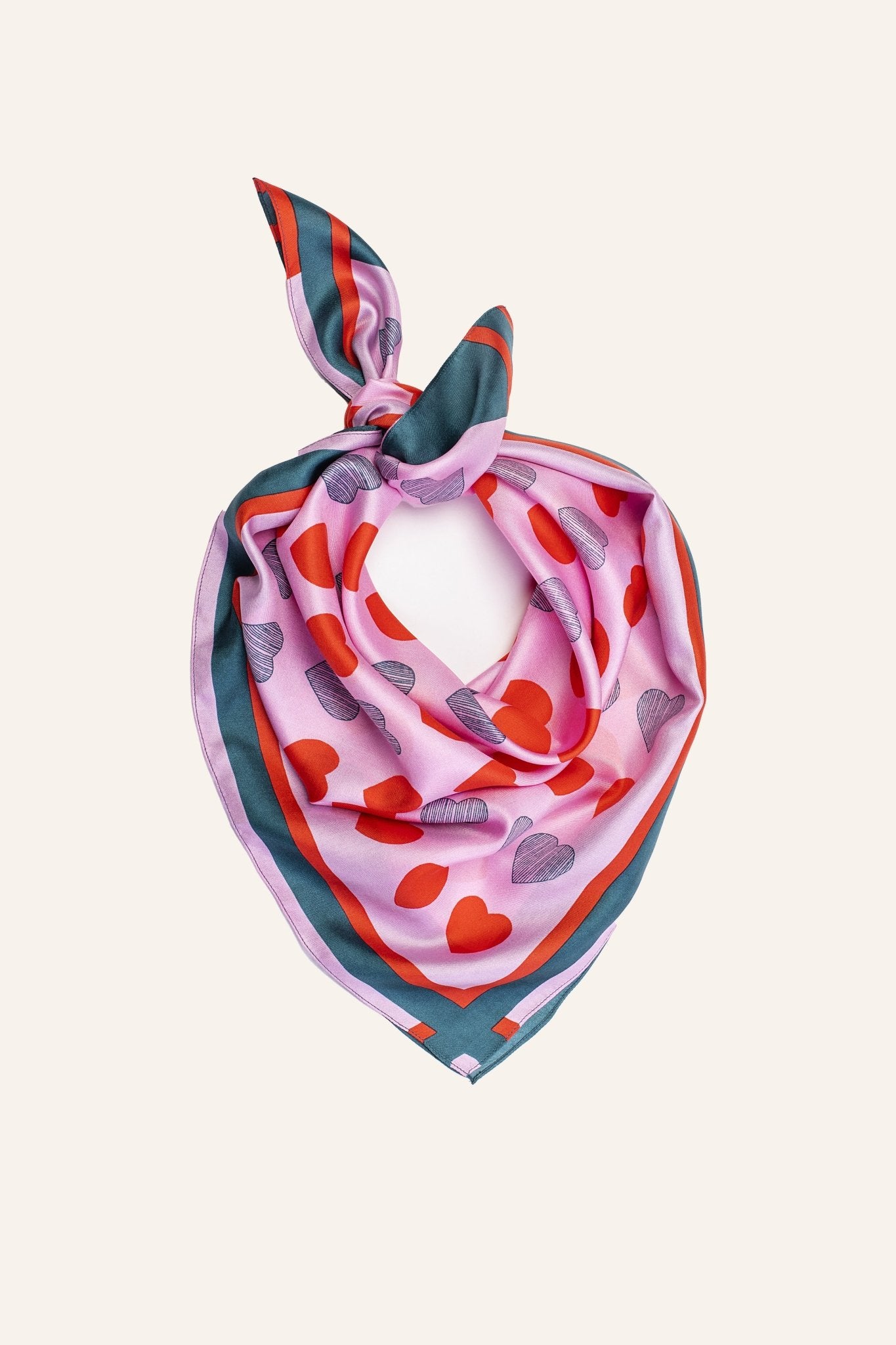 Foulard Soie - Cœur - Rouge - boulbar.fr
