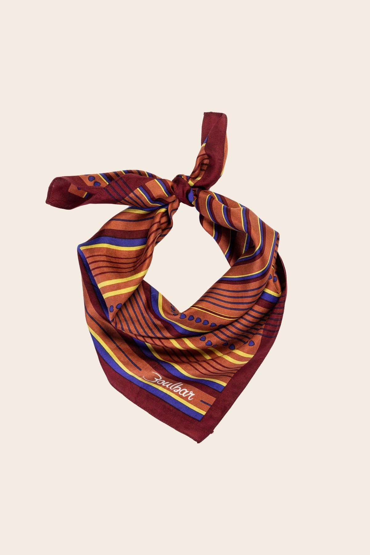 Foulard soie - lines - camel - boulbar.fr