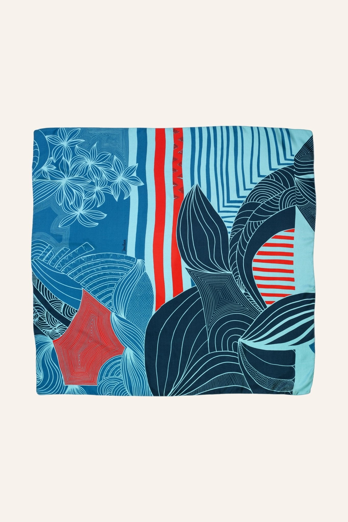 Foulard Soie - Sous l'eau - Bleu - boulbar.fr