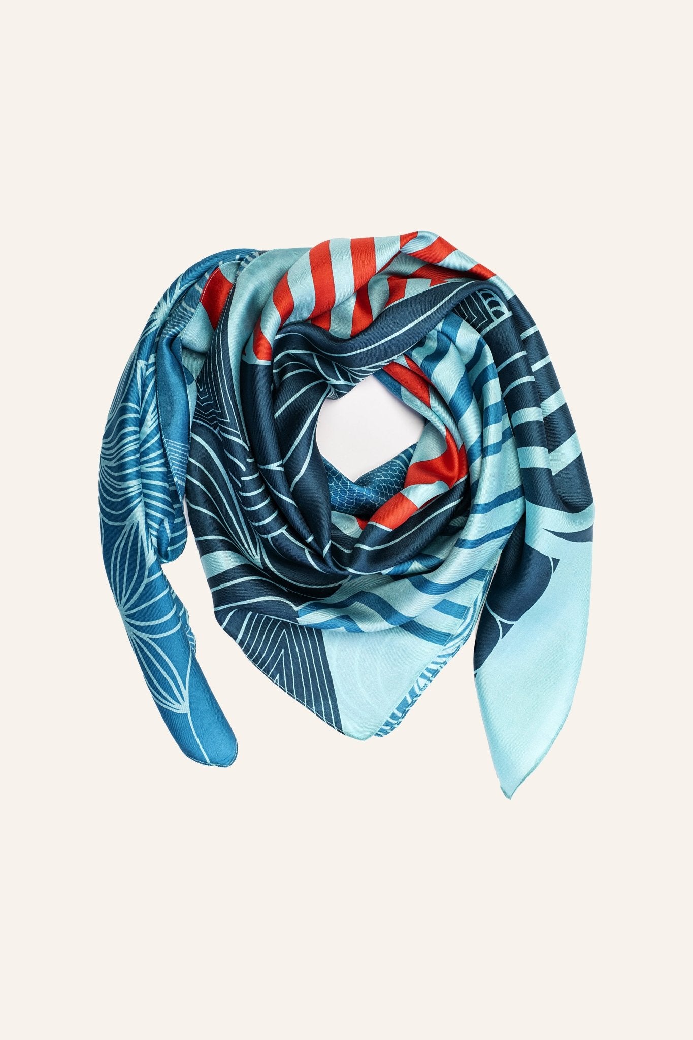 Foulard Soie - Sous l'eau - Bleu - boulbar.fr