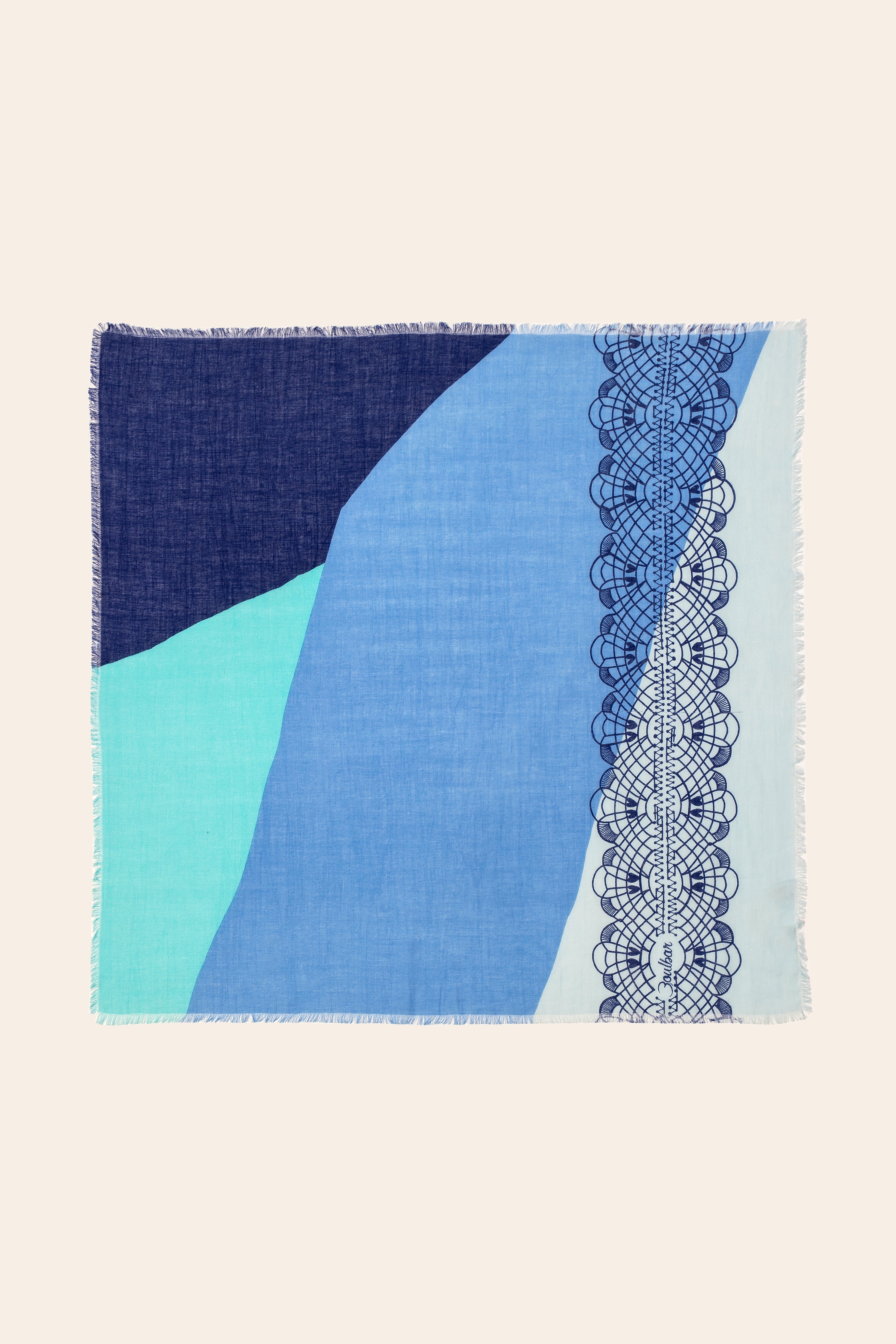 Cotton scarf - Lace - Blue