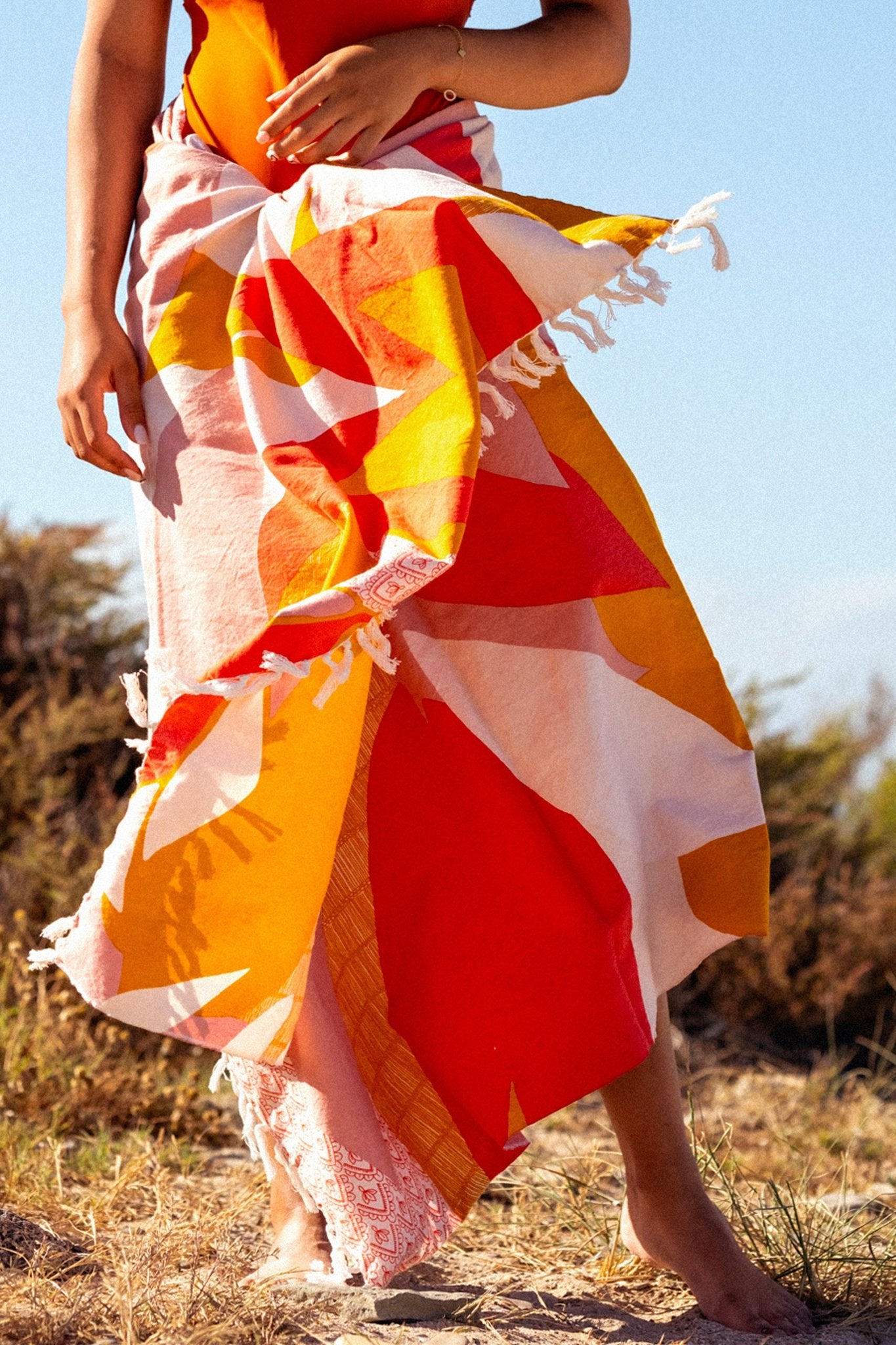 Fouta de plage - Évasion orange - boulbar.fr