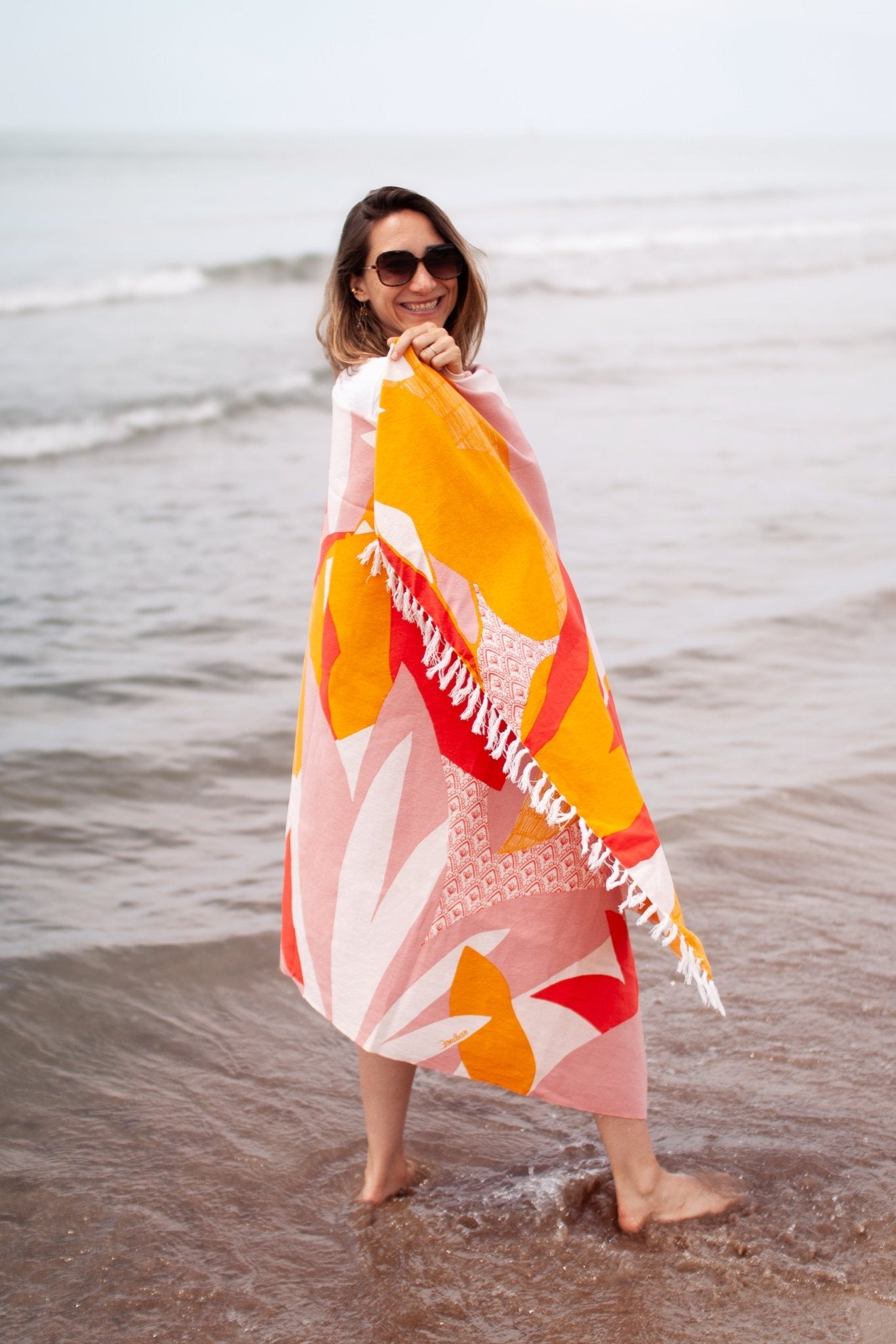 Fouta de plage - Évasion orange - boulbar.fr