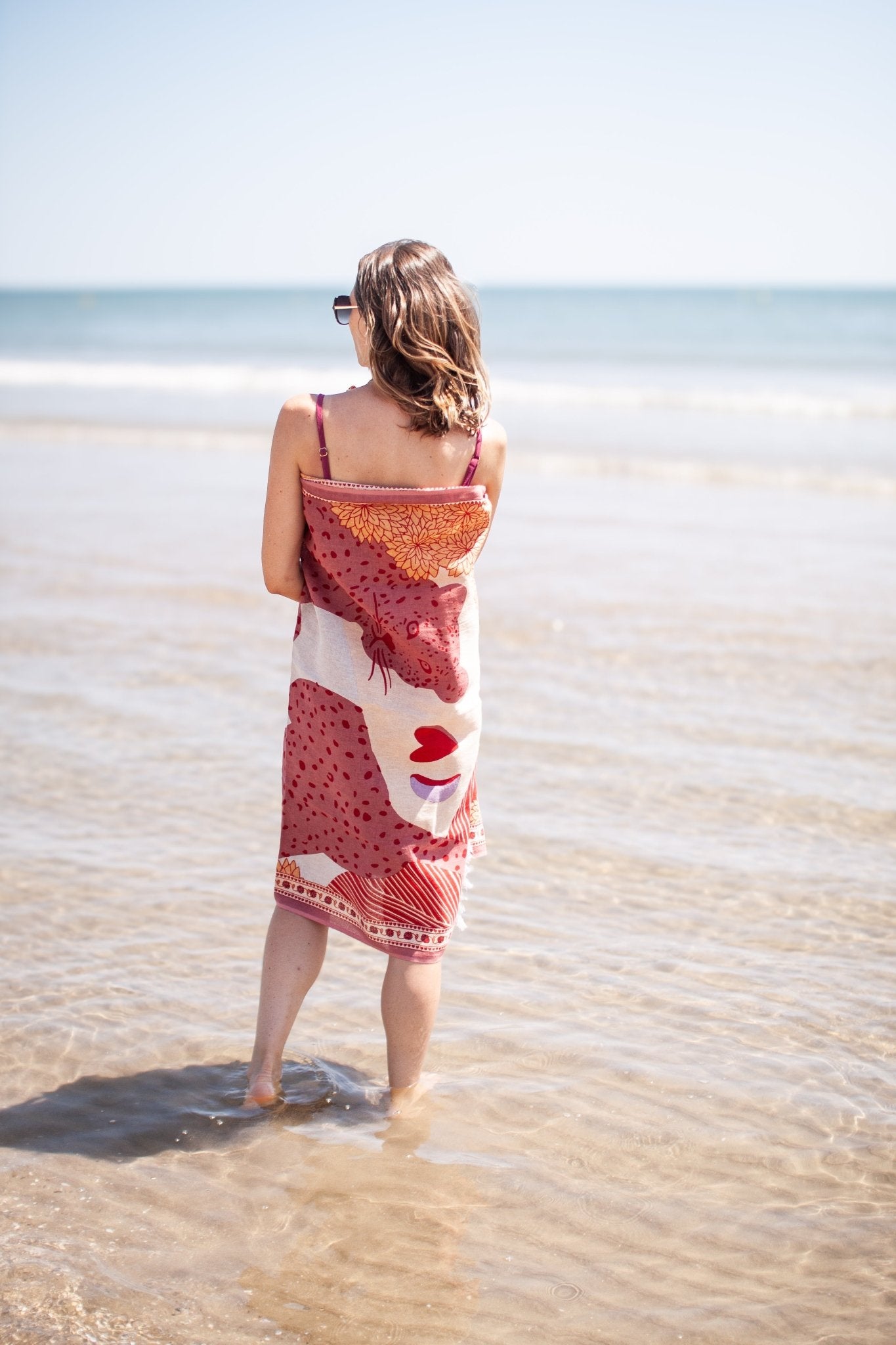 Fouta de plage - Léopards rose - boulbar.fr